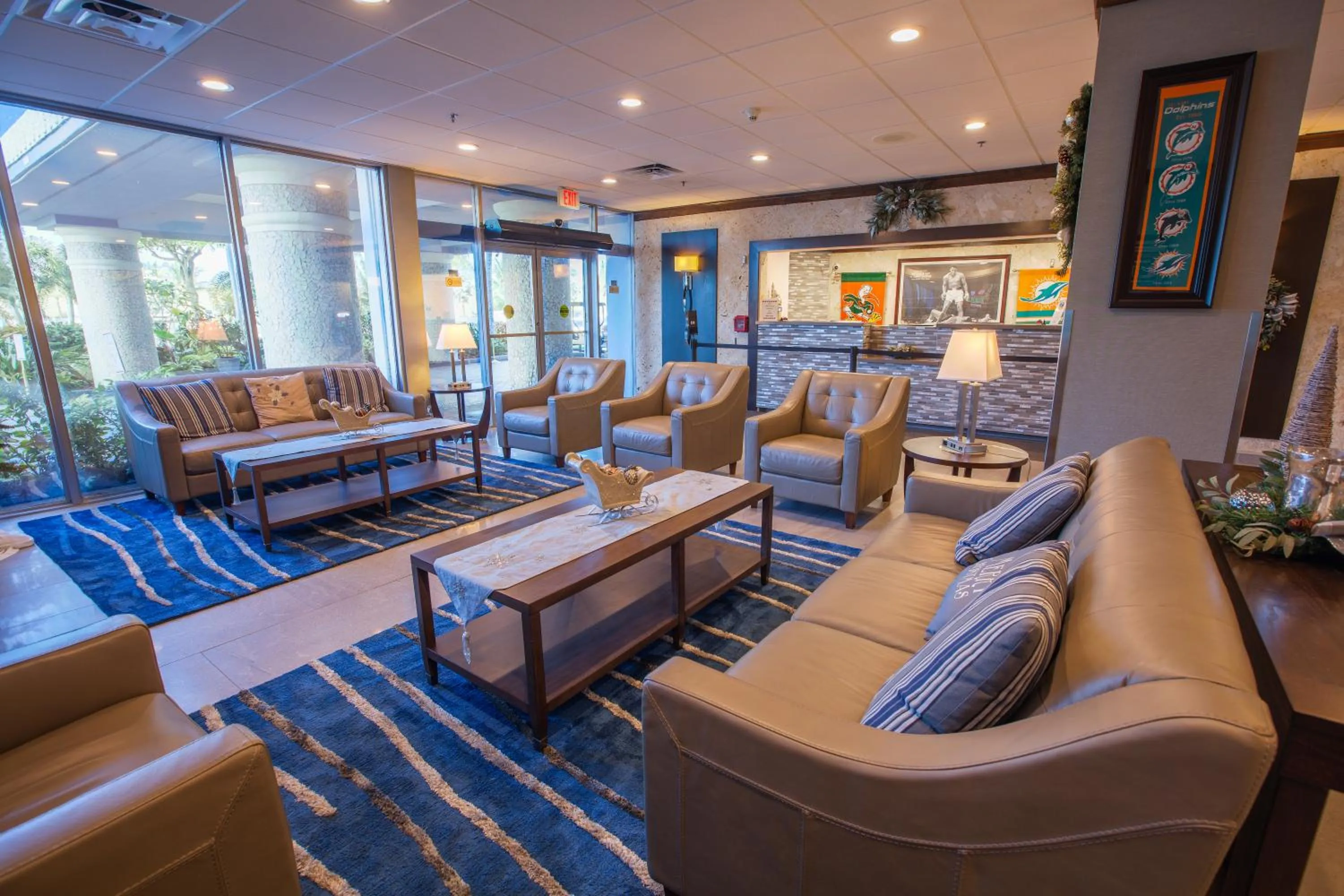 Seating area in Stadium Hotel