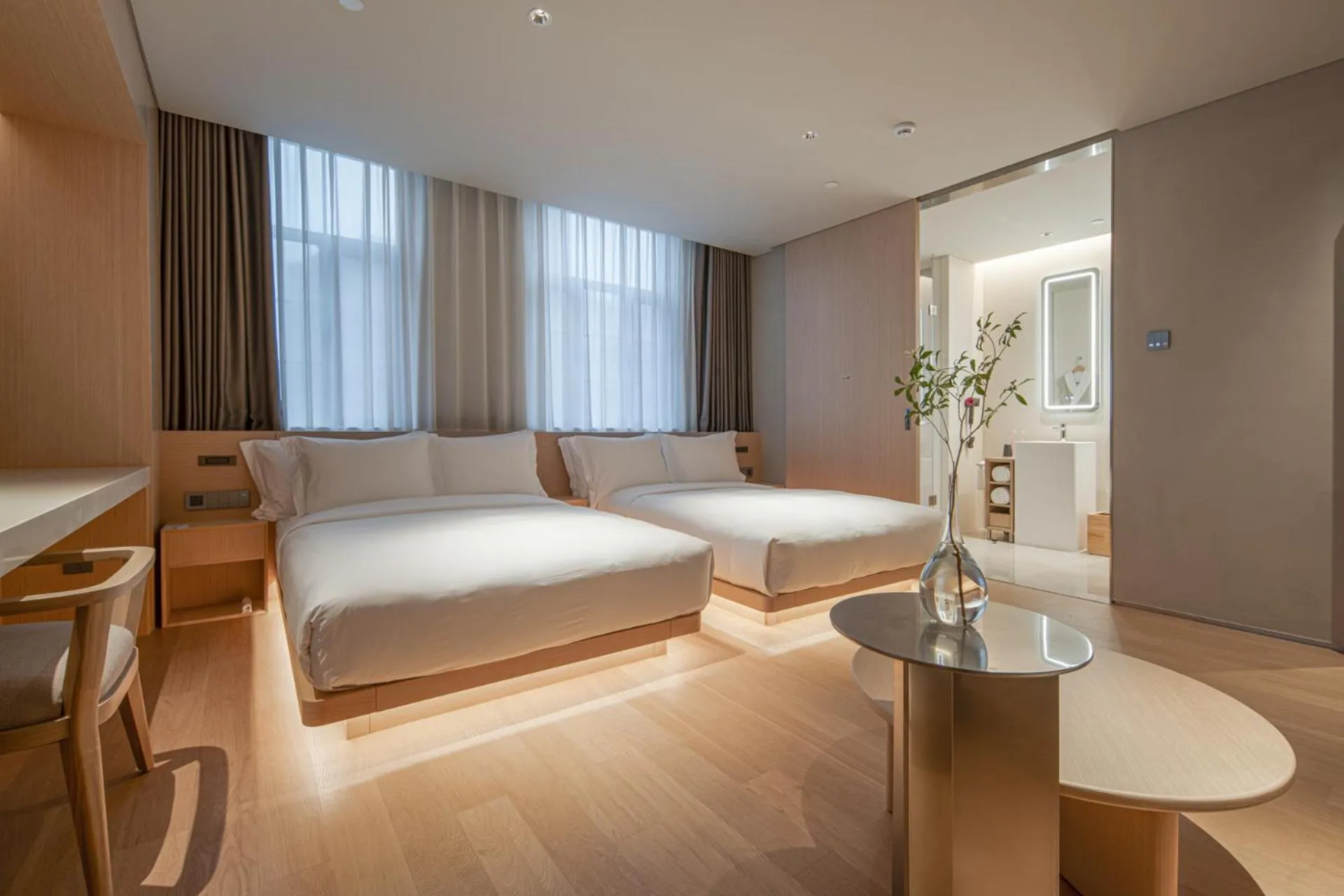 Bed in HOTEL ANDI Townscape Wuhan