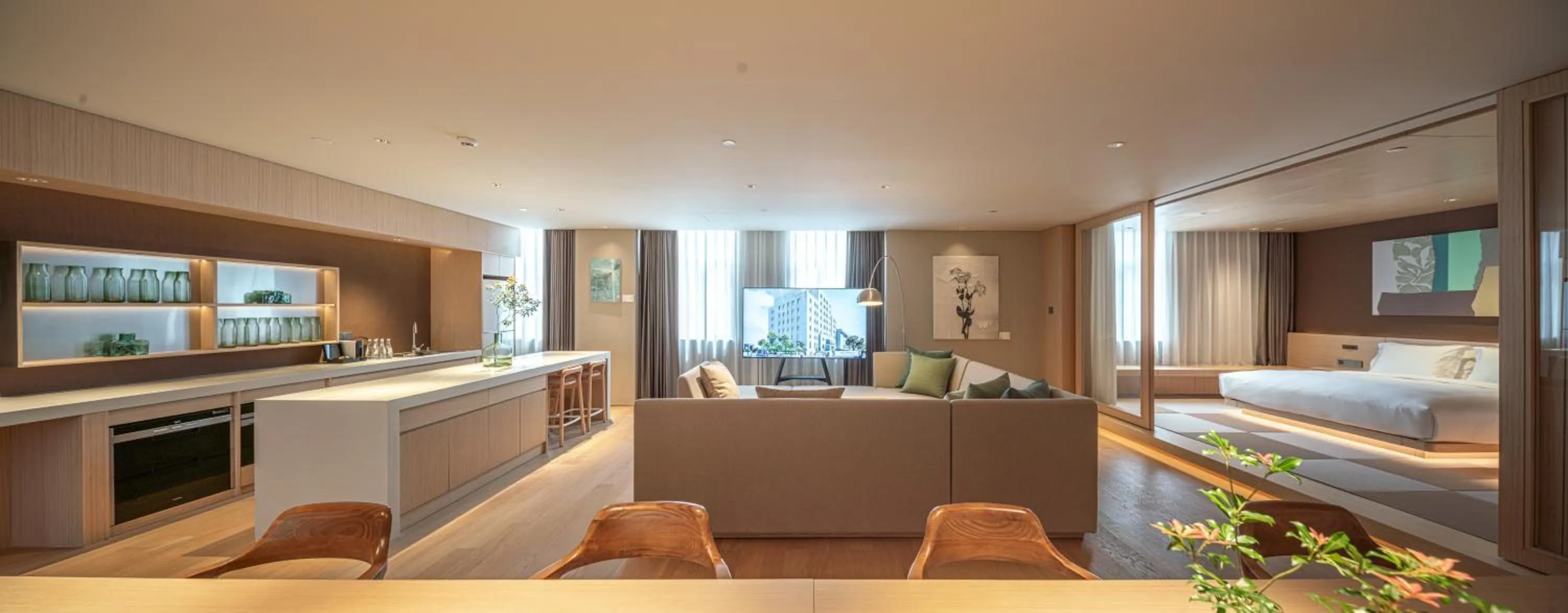 Bed in HOTEL ANDI Townscape Wuhan