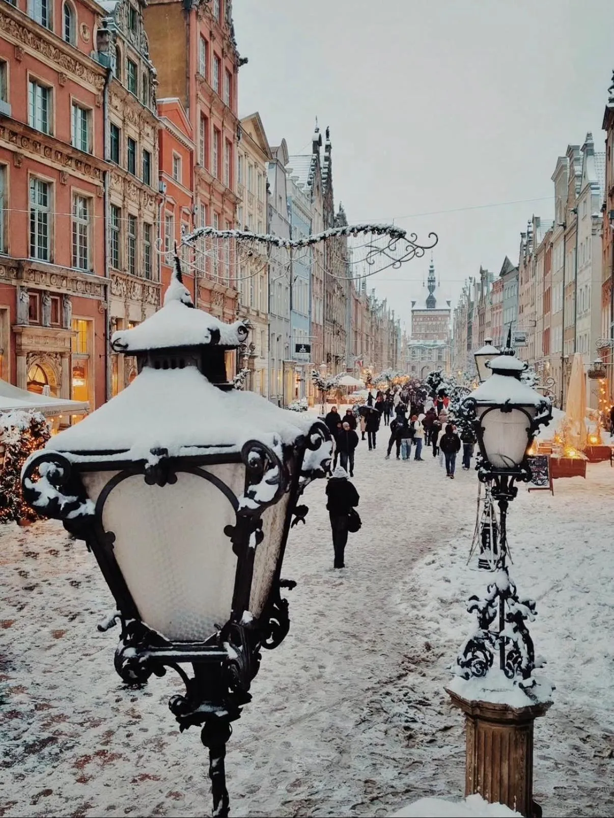 Spring in Baltic Gdańsk Old Town by St Mary's Church