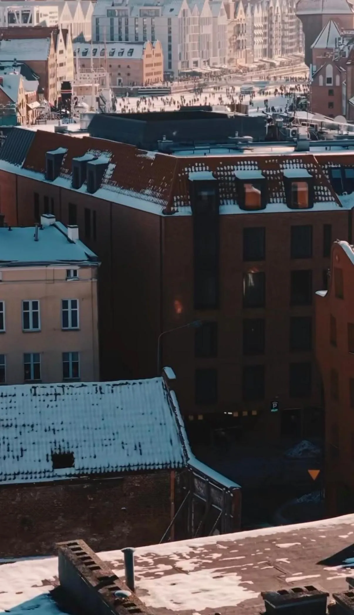 Spring in Baltic Gdańsk Old Town by St Mary's Church