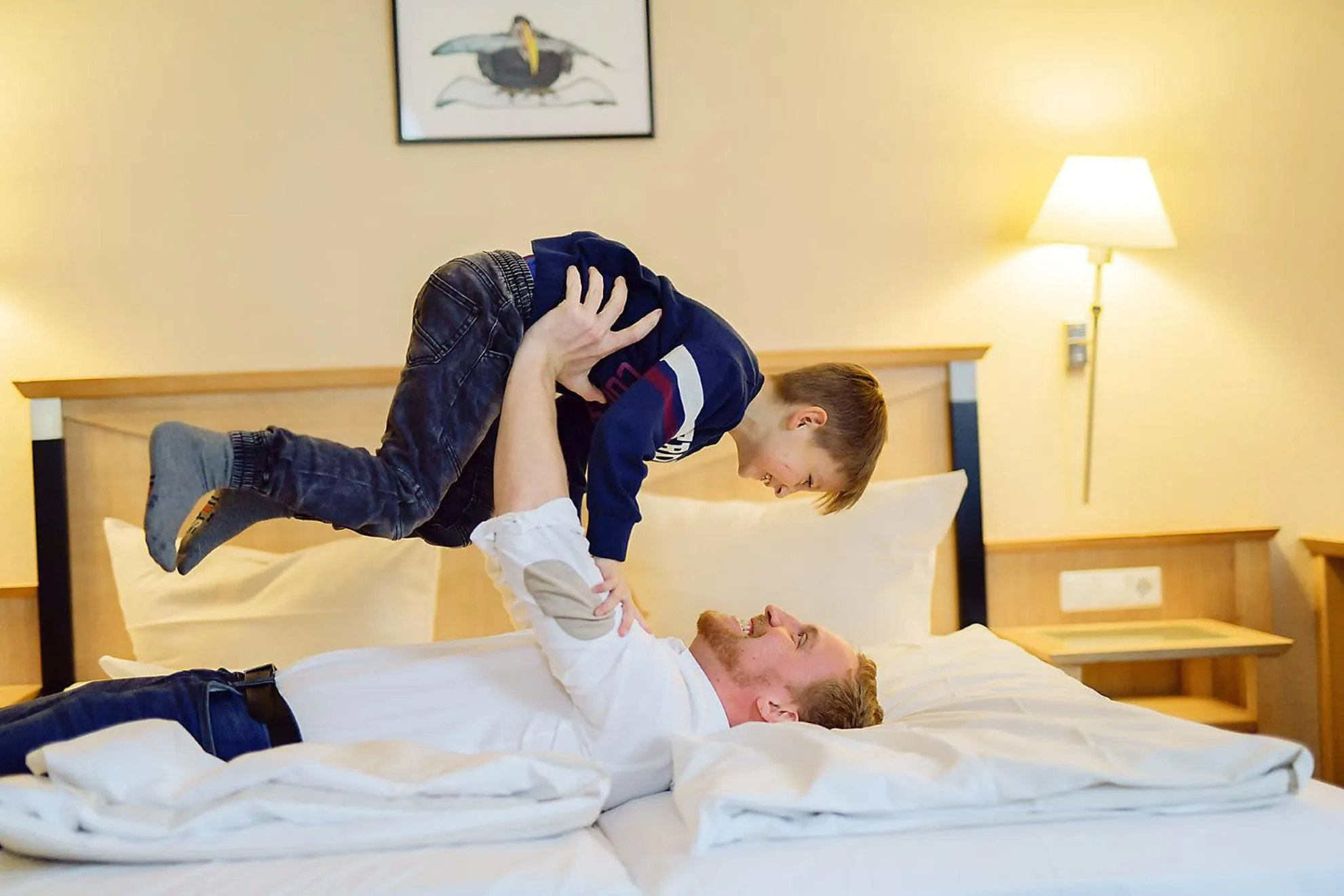 People, Bed in Chalet Raabe