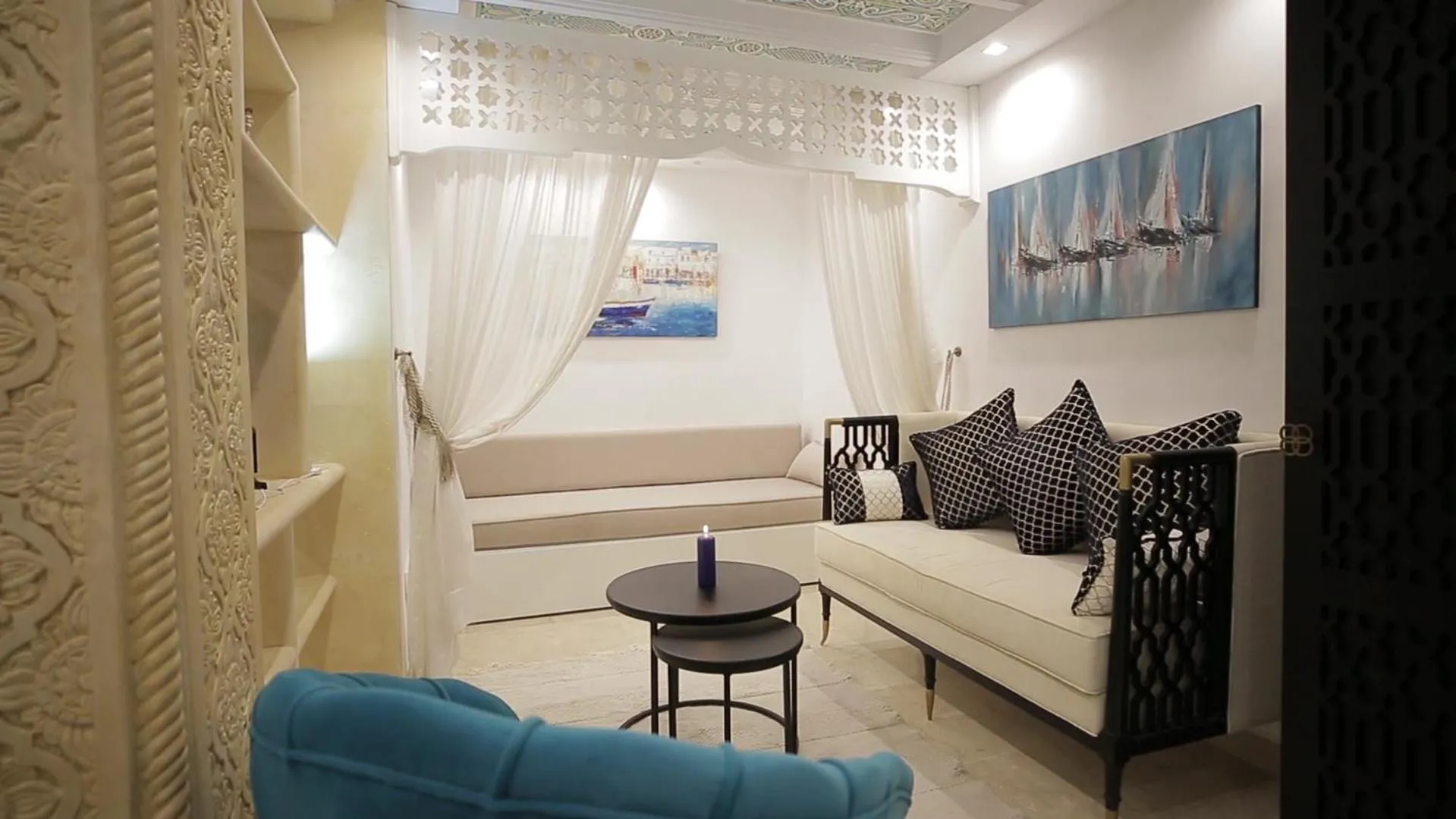 Seating area, Bed in Dar Hammamet Guest House & Hammam