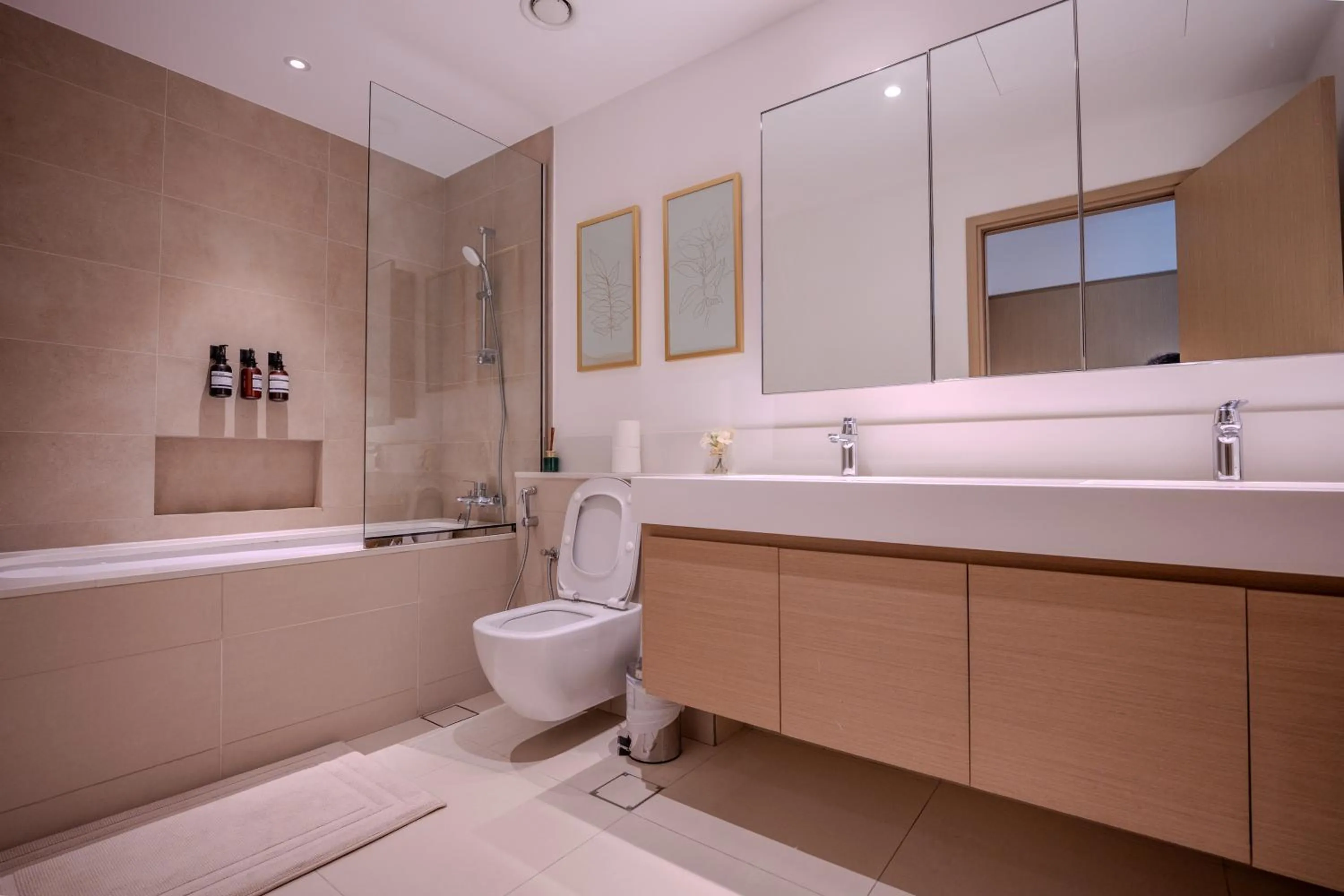 Shower in 3BR Haven with Burj Views by MagnoliasVHR