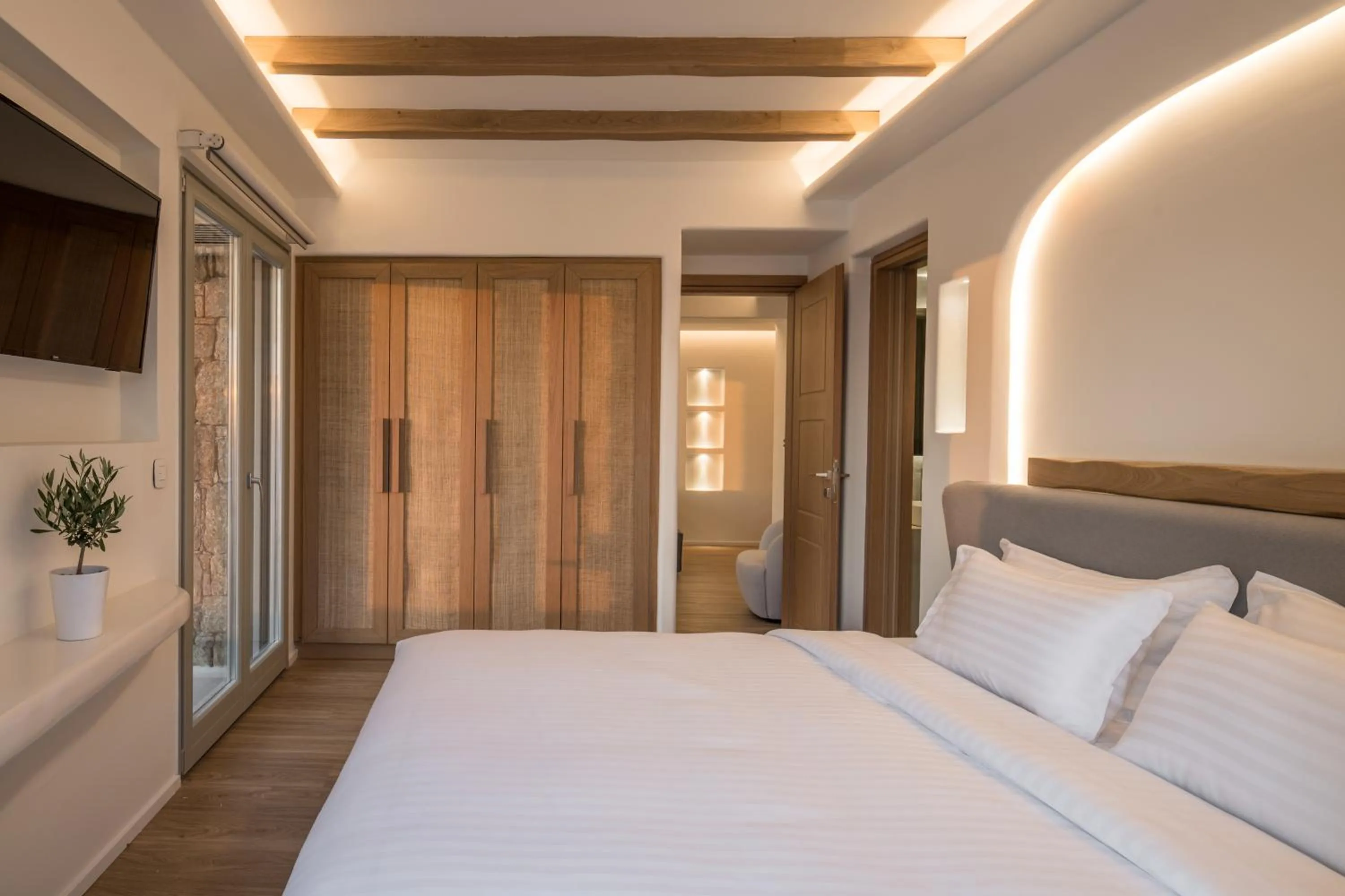 Bedroom, Bed in Arocaria Mykonos