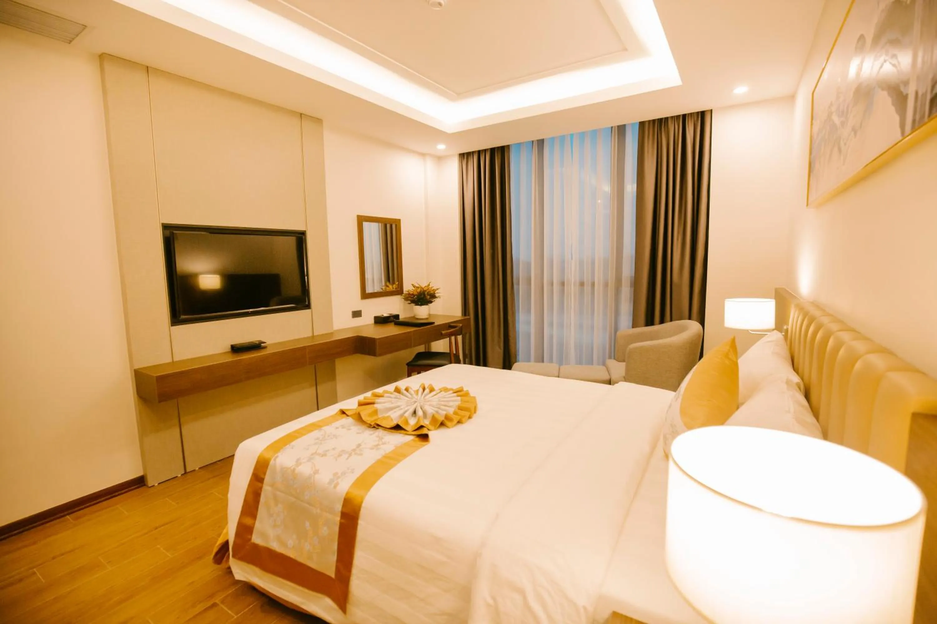 TV and multimedia, Bed in Songlam Waterfront Hotel - 藍江酒店