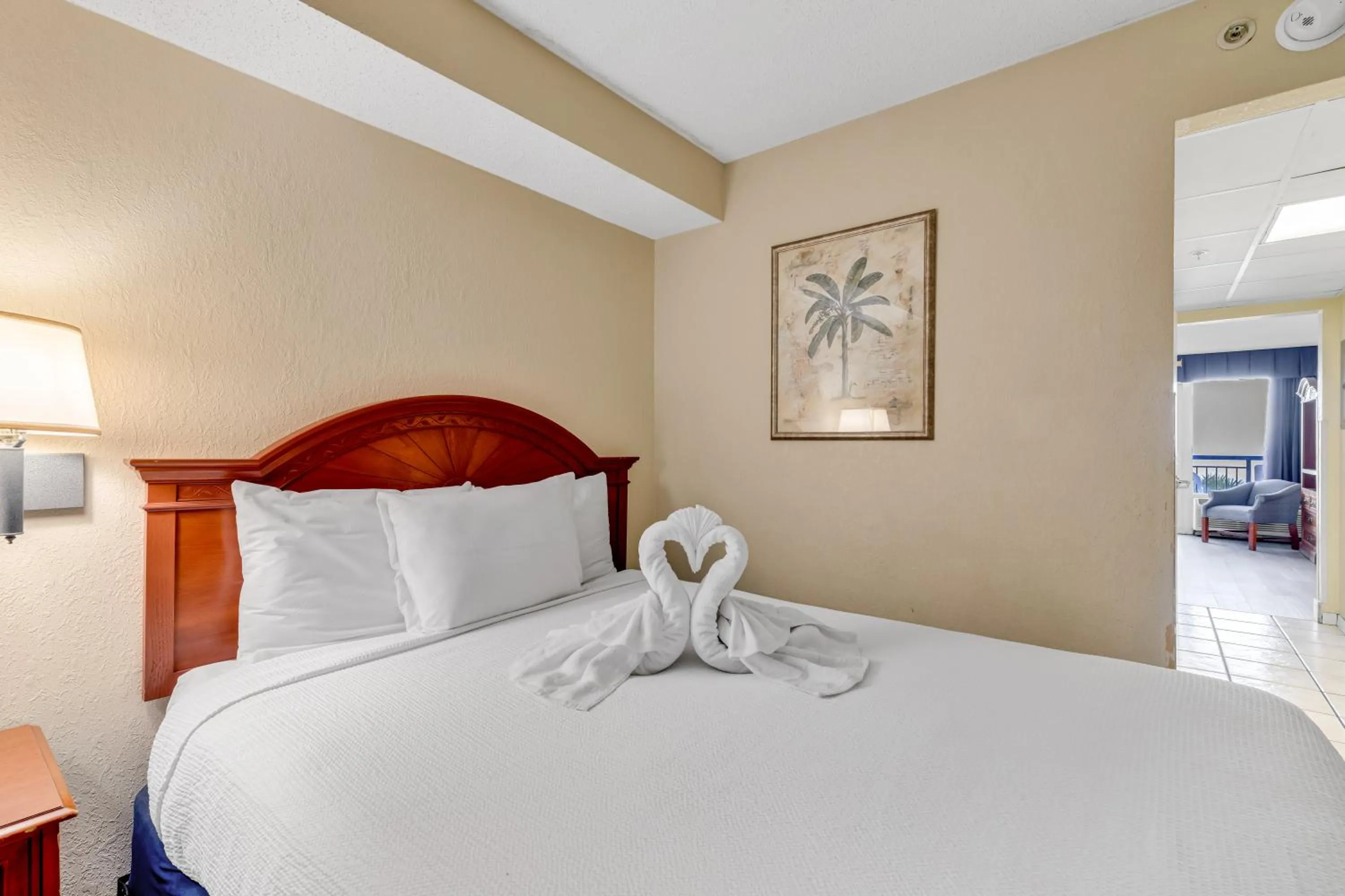 Bedroom, Bed in Oceanfront Boardwalk Condo w Private Balcony and Beach