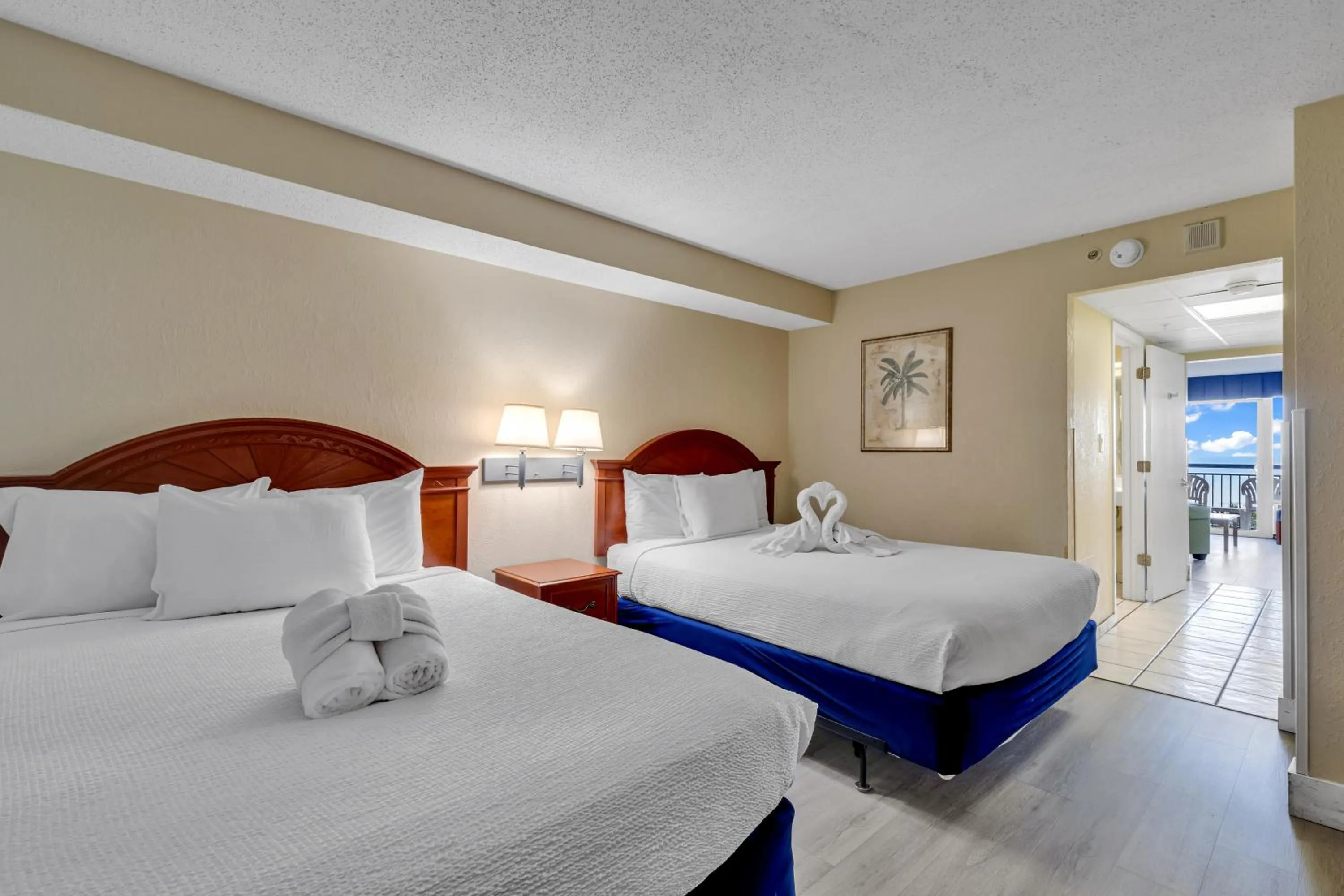 Bedroom, Bed in Oceanfront Boardwalk Condo w Private Balcony and Beach