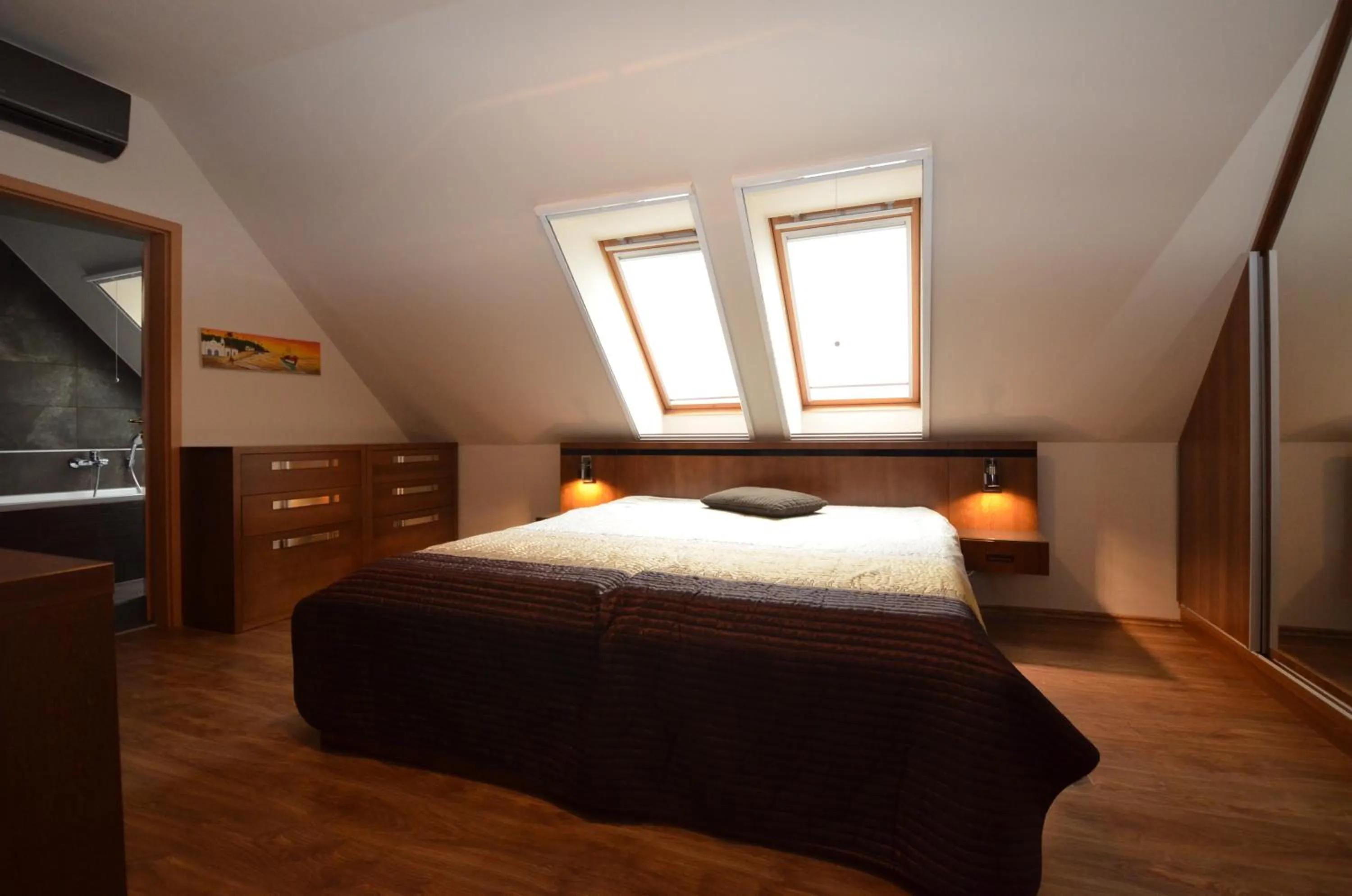 Bed in Arpad Bridge Apartments