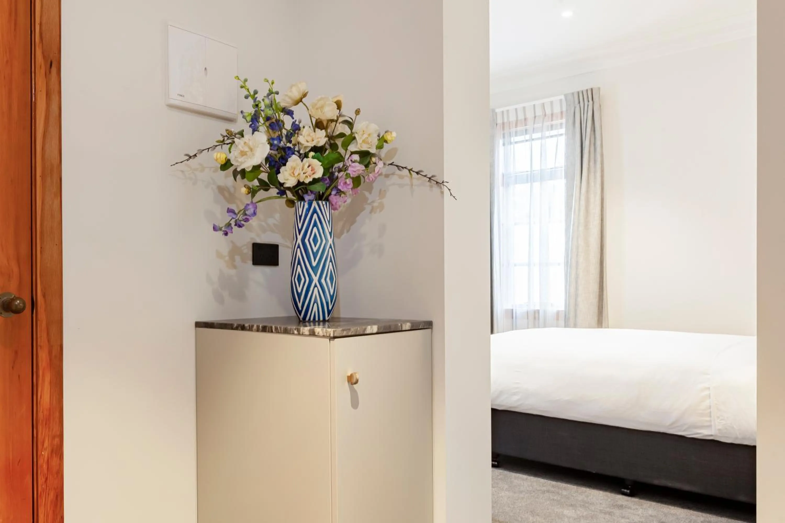 Decorative detail, Bed in Wigram Hotel