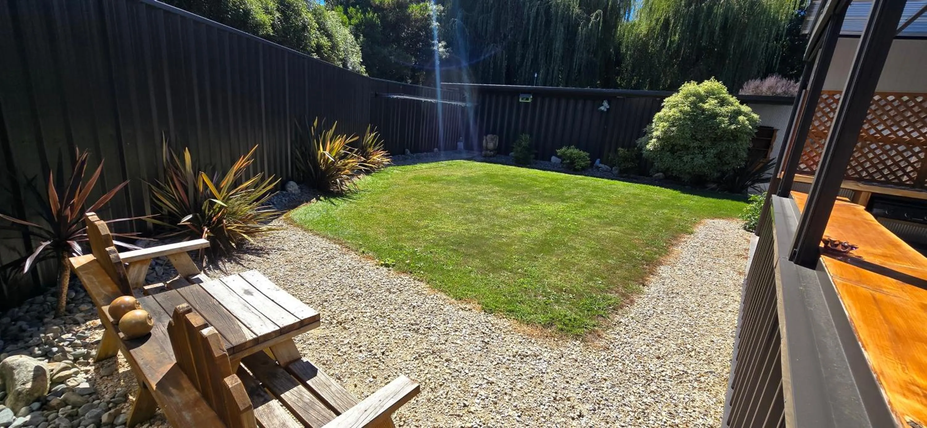 Garden view in The Rocks Chalets