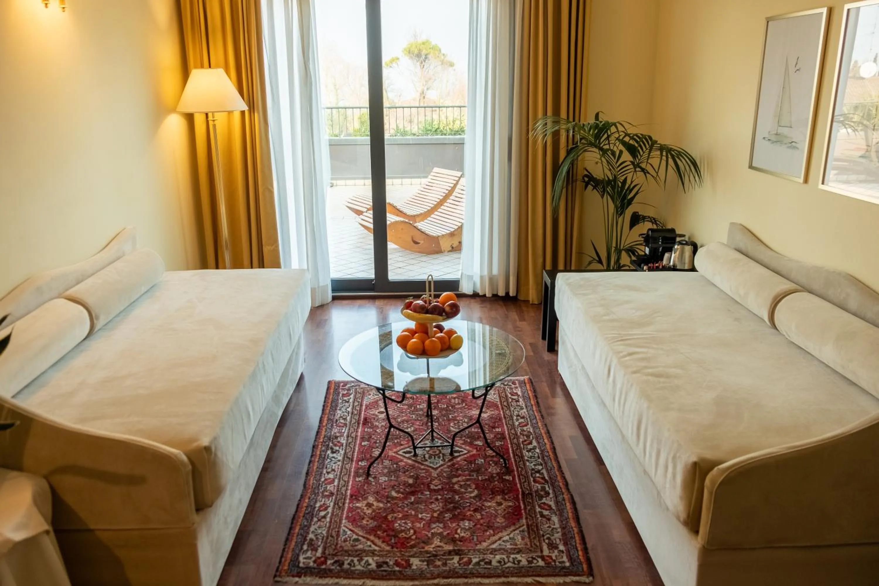 Living room, Bed in Admiral Hotel Villa Erme