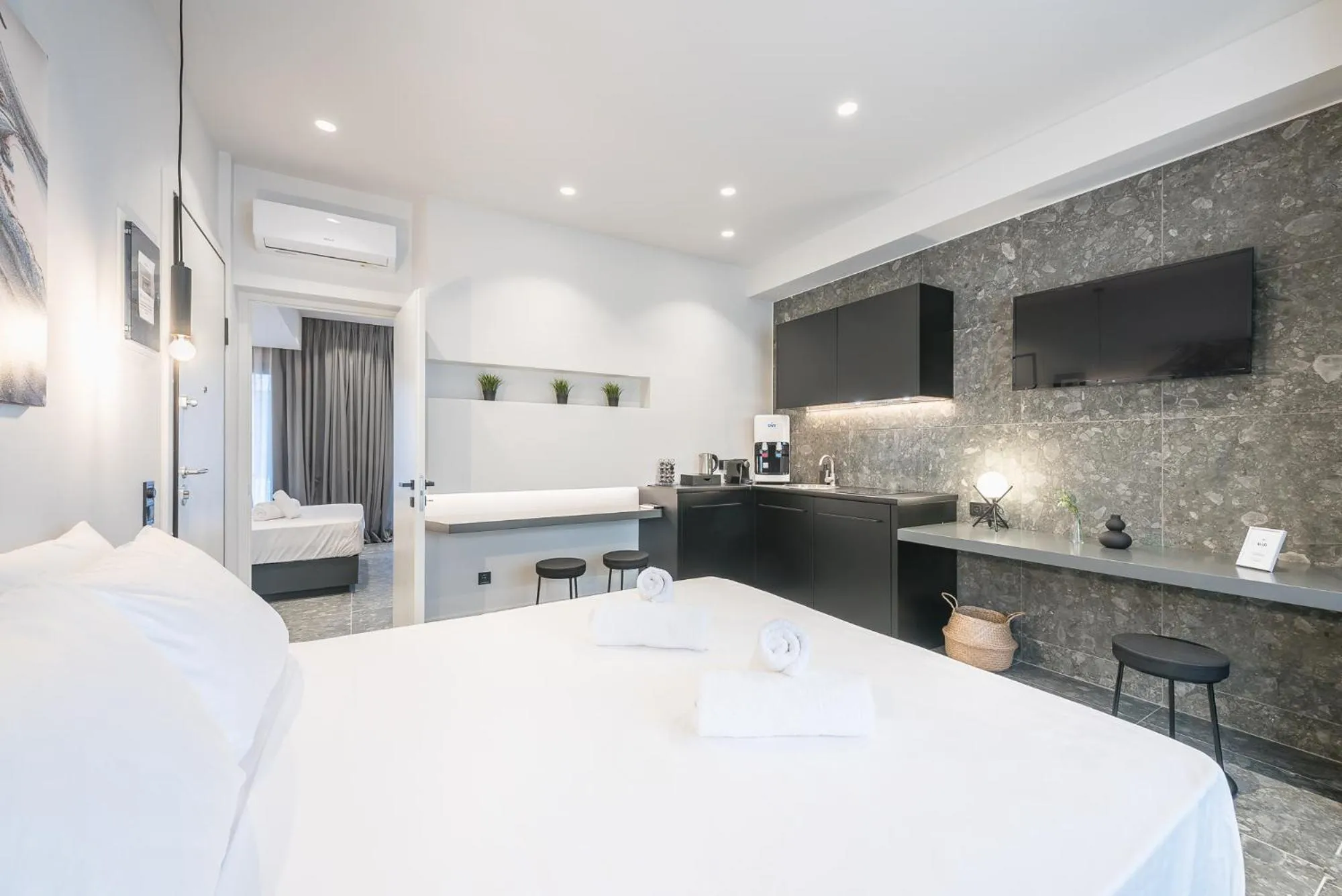 Bed in The Asprogeraka - self check-in rooms