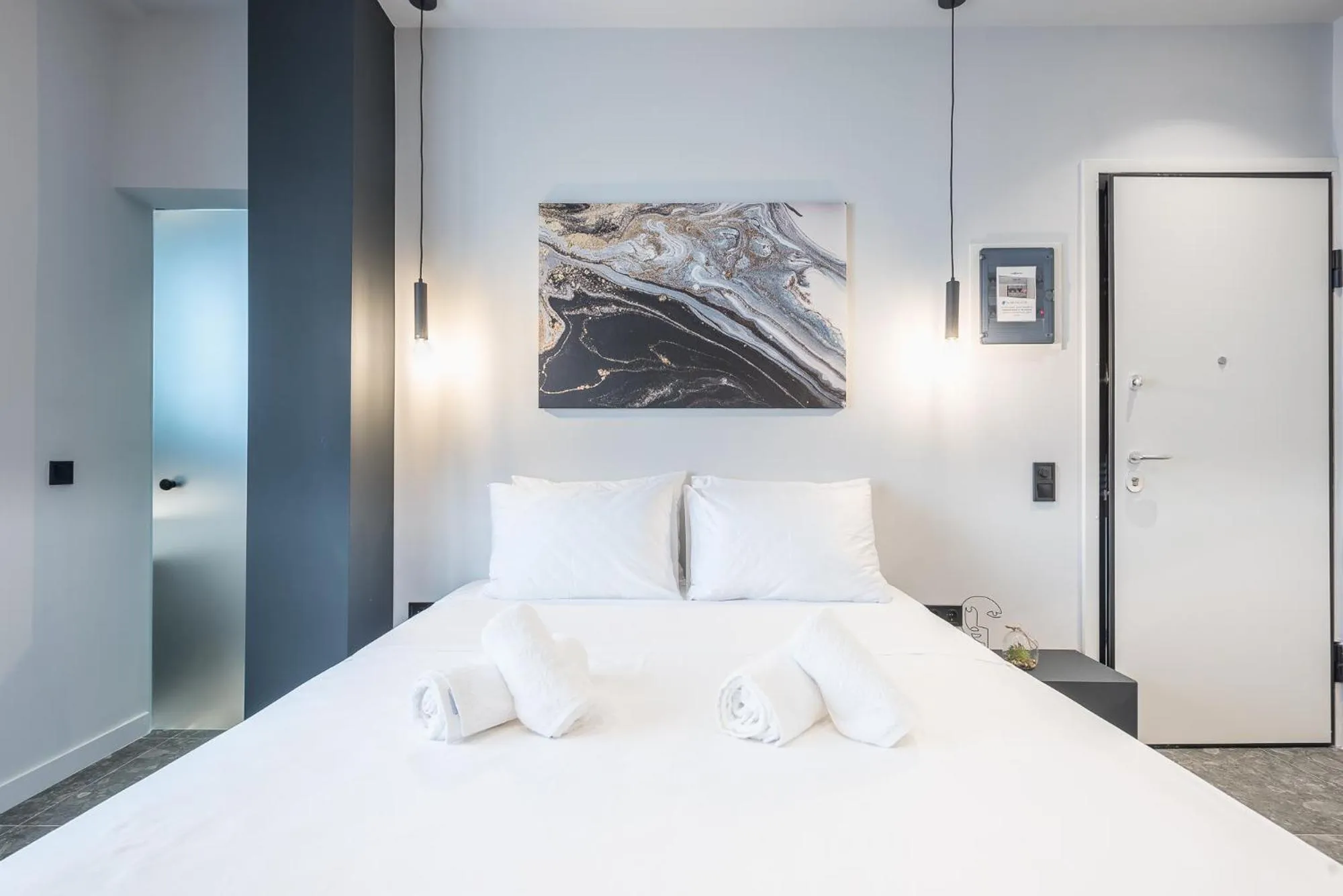 Bed in The Asprogeraka - self check-in rooms