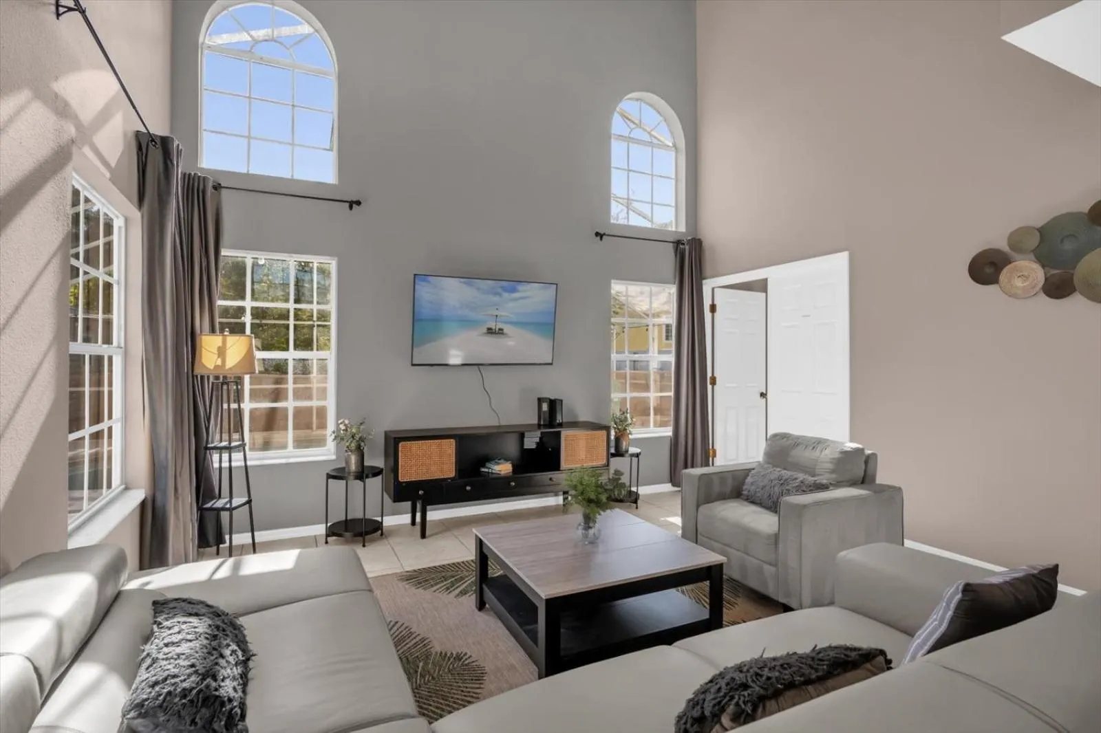 Living room in Elegant Villa Pool Fun Game Room Near Disney