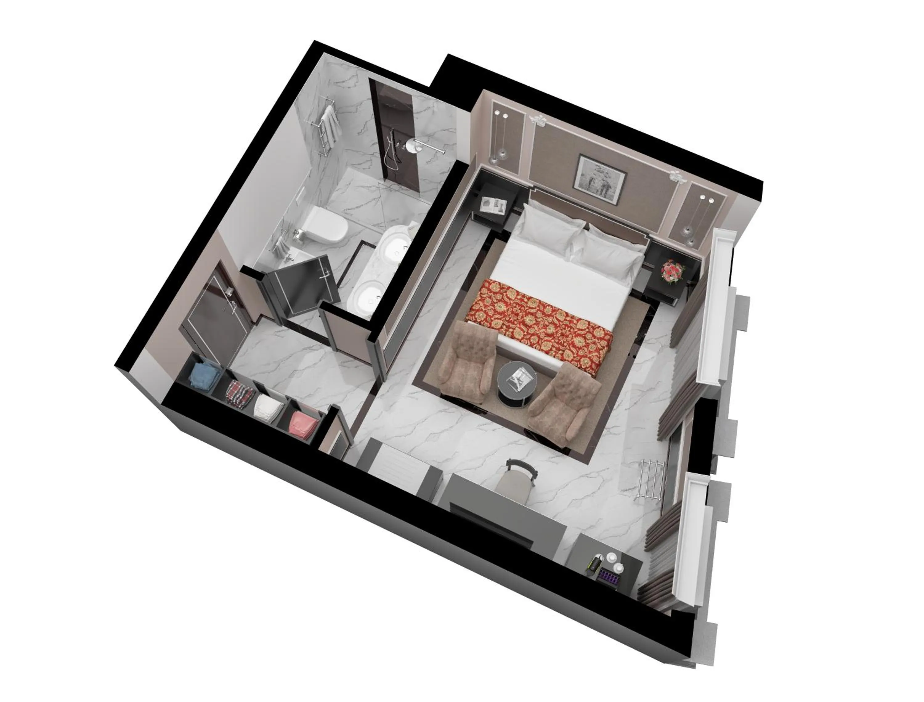 Floor plan, Bed in Baglioni Hotel Regina - The Leading Hotels of the World