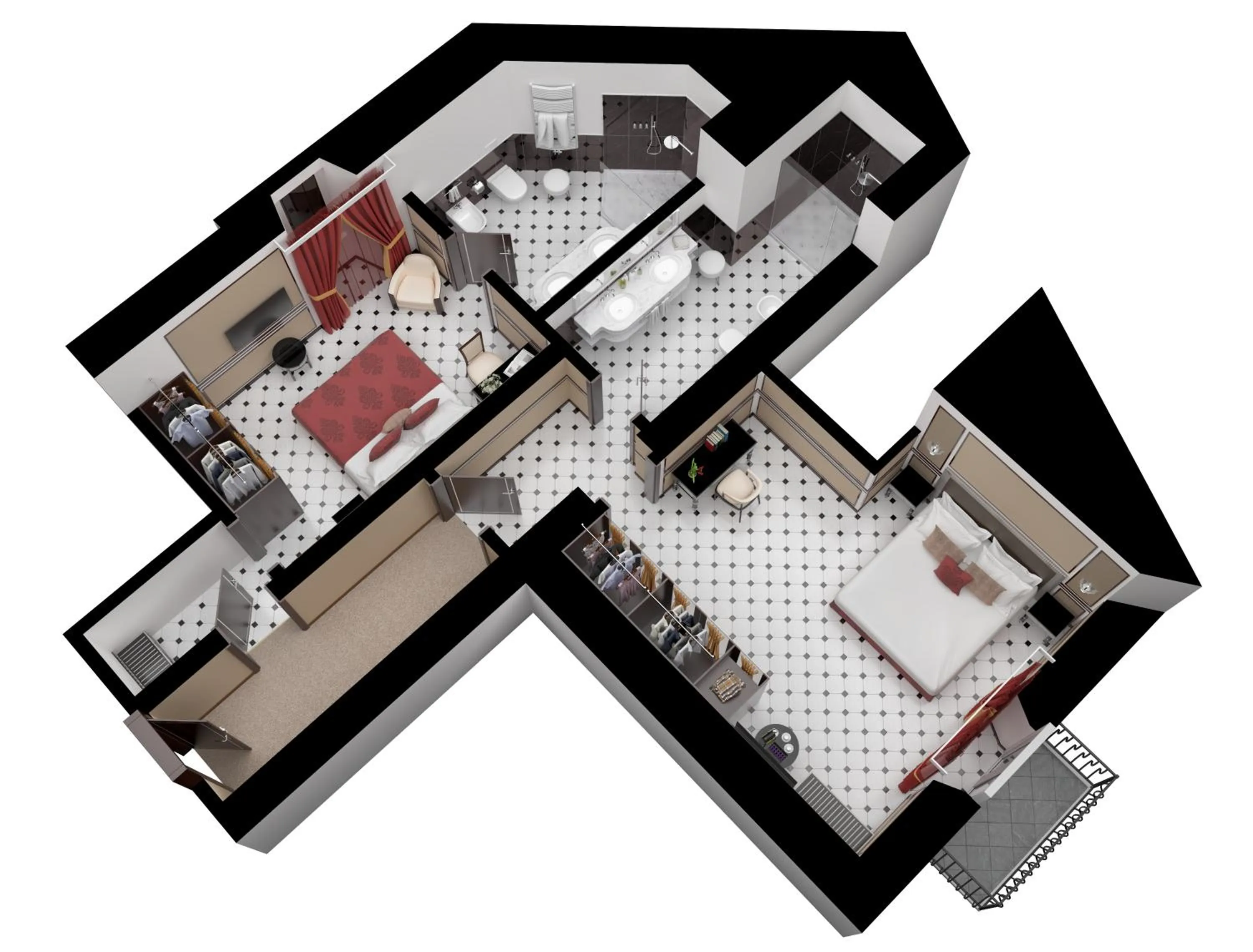 Floor plan, Bed in Baglioni Hotel Regina - The Leading Hotels of the World