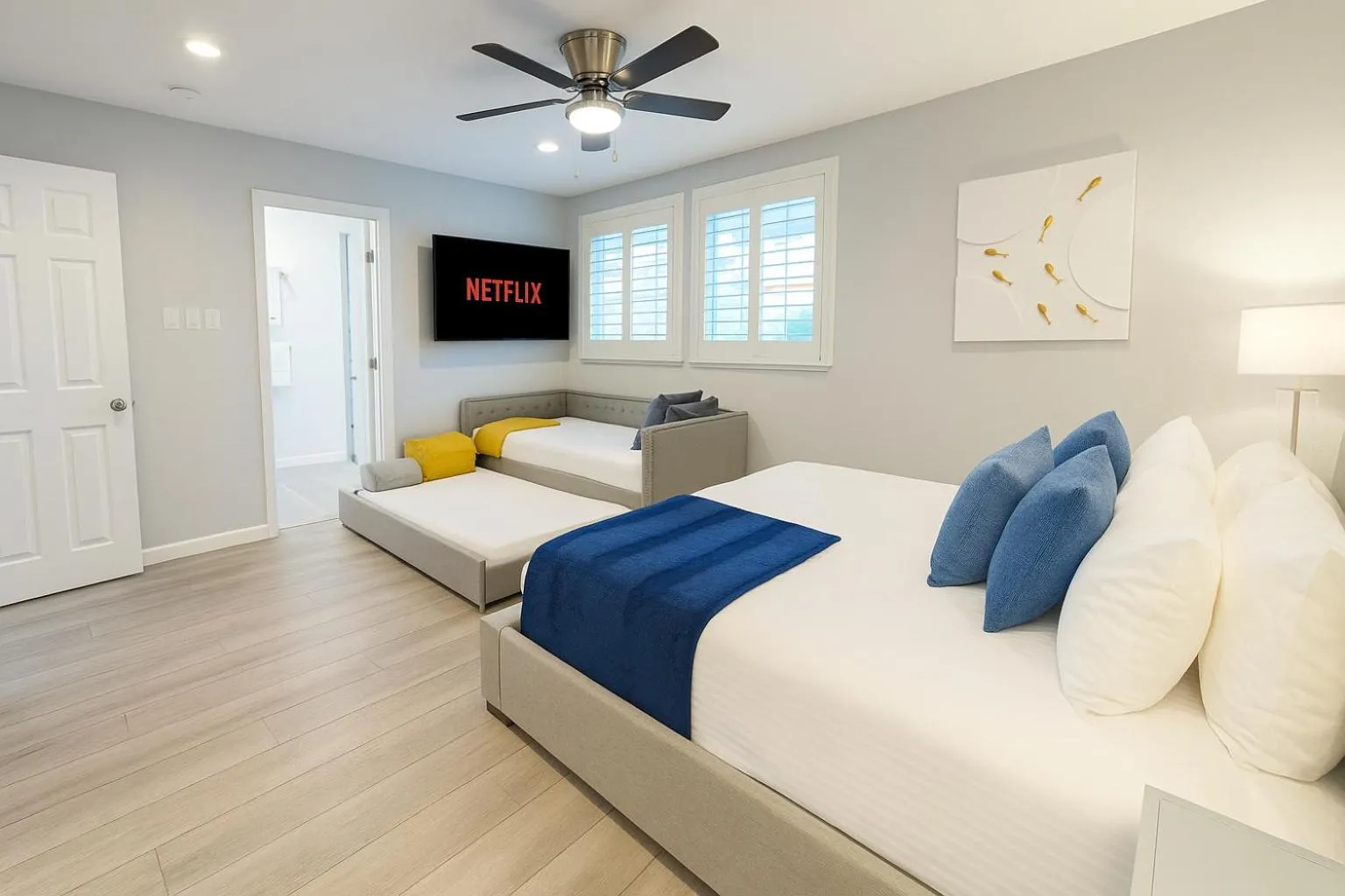 Bedroom, Bed in Sunset Swim, Luxury Vegas Villa with Pool, Hot Tub