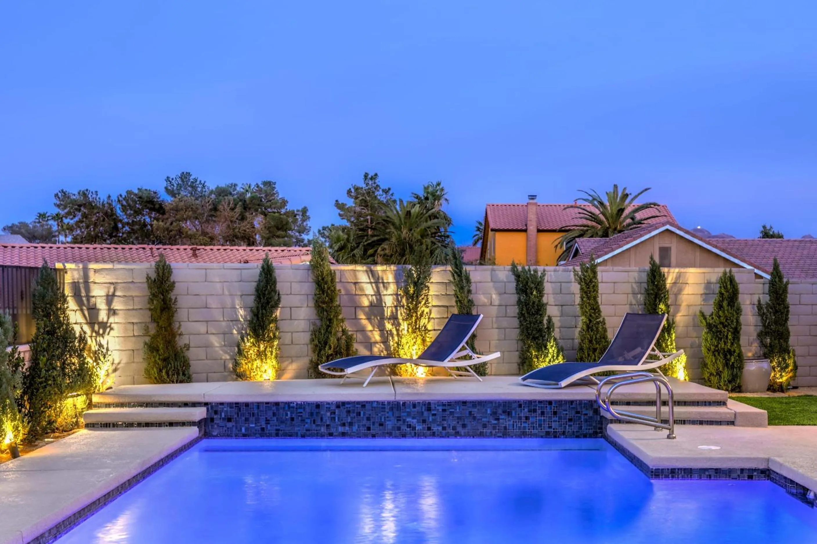 Pool view in Sunset Swim, Luxury Vegas Villa with Pool, Hot Tub