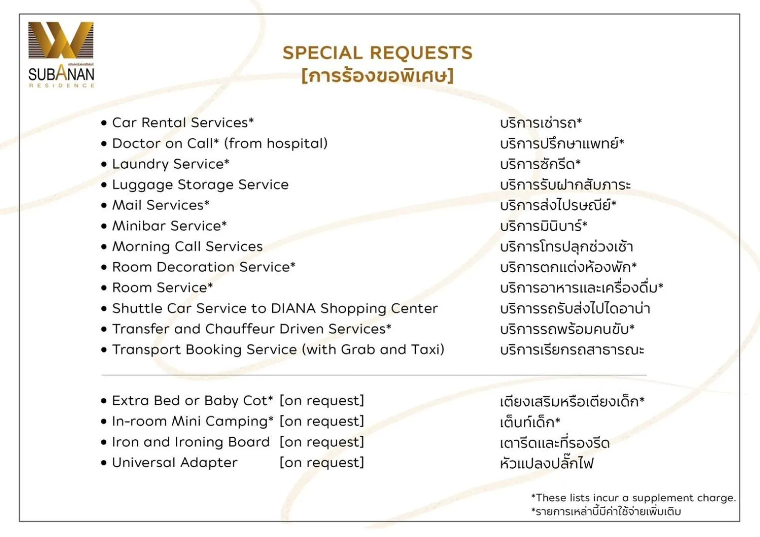 Area and facilities in SUBANAN Residence - SHA Extra Plus Certified