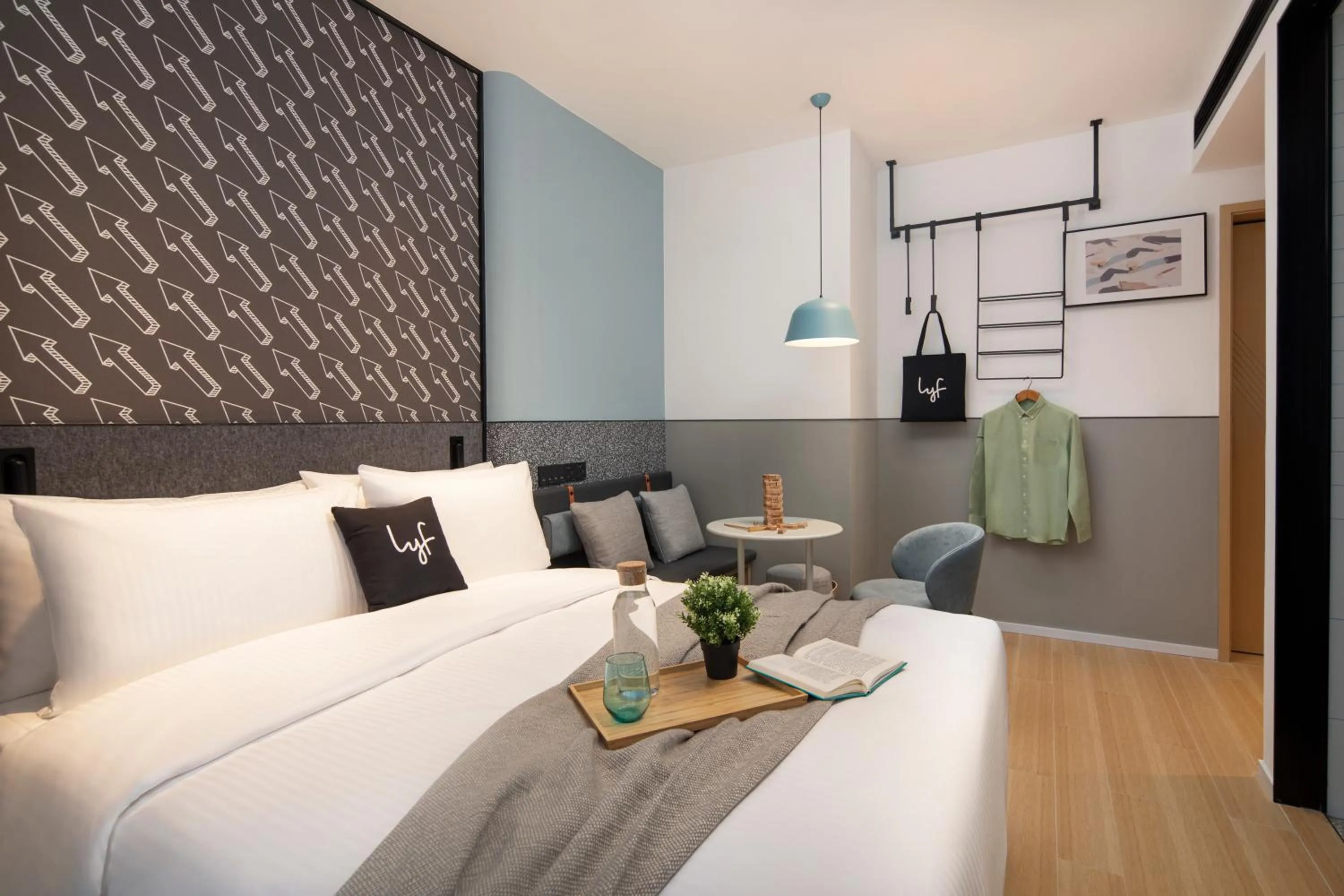 Photo of the whole room, Bed in lyf by Ascott Hongqiao Shanghai NECC