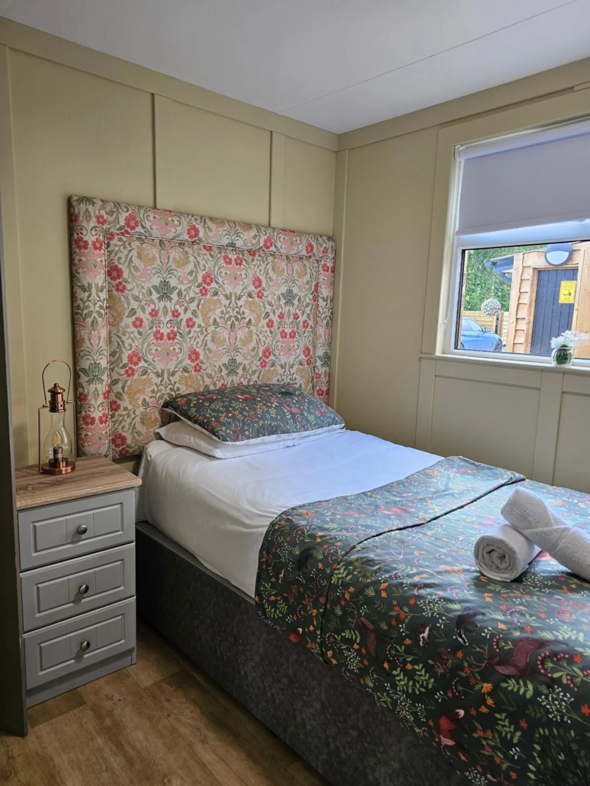 Bed in Walsh's Mill Lodges & Linen House