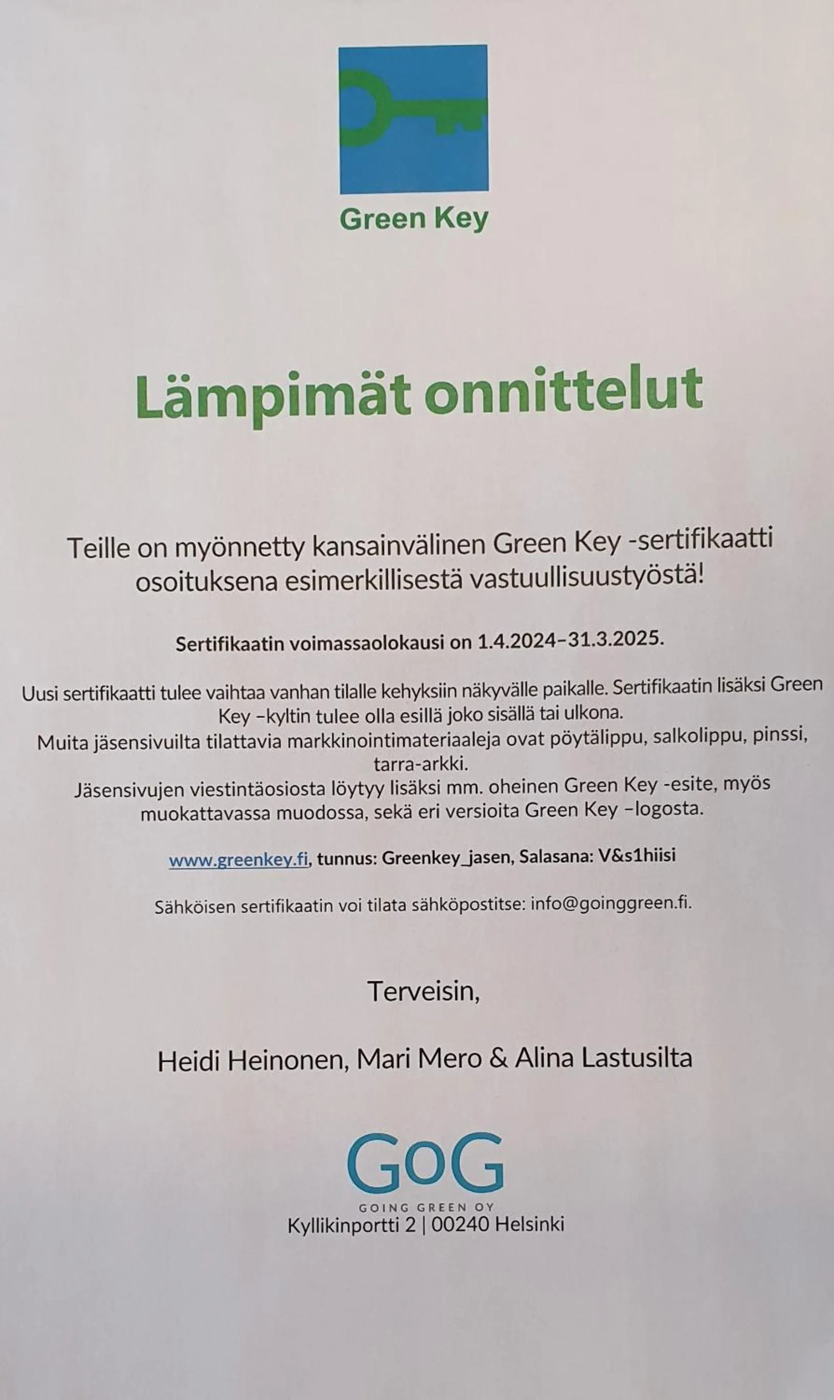 Logo/Certificate/Sign in Spa Hotel Runni Iisalmi