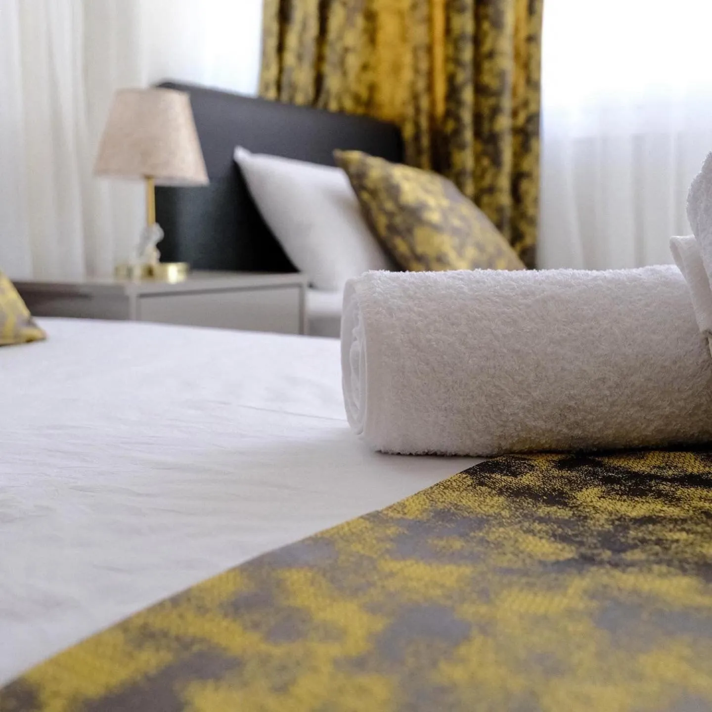 Living room, Bed in Ozgur City Residence