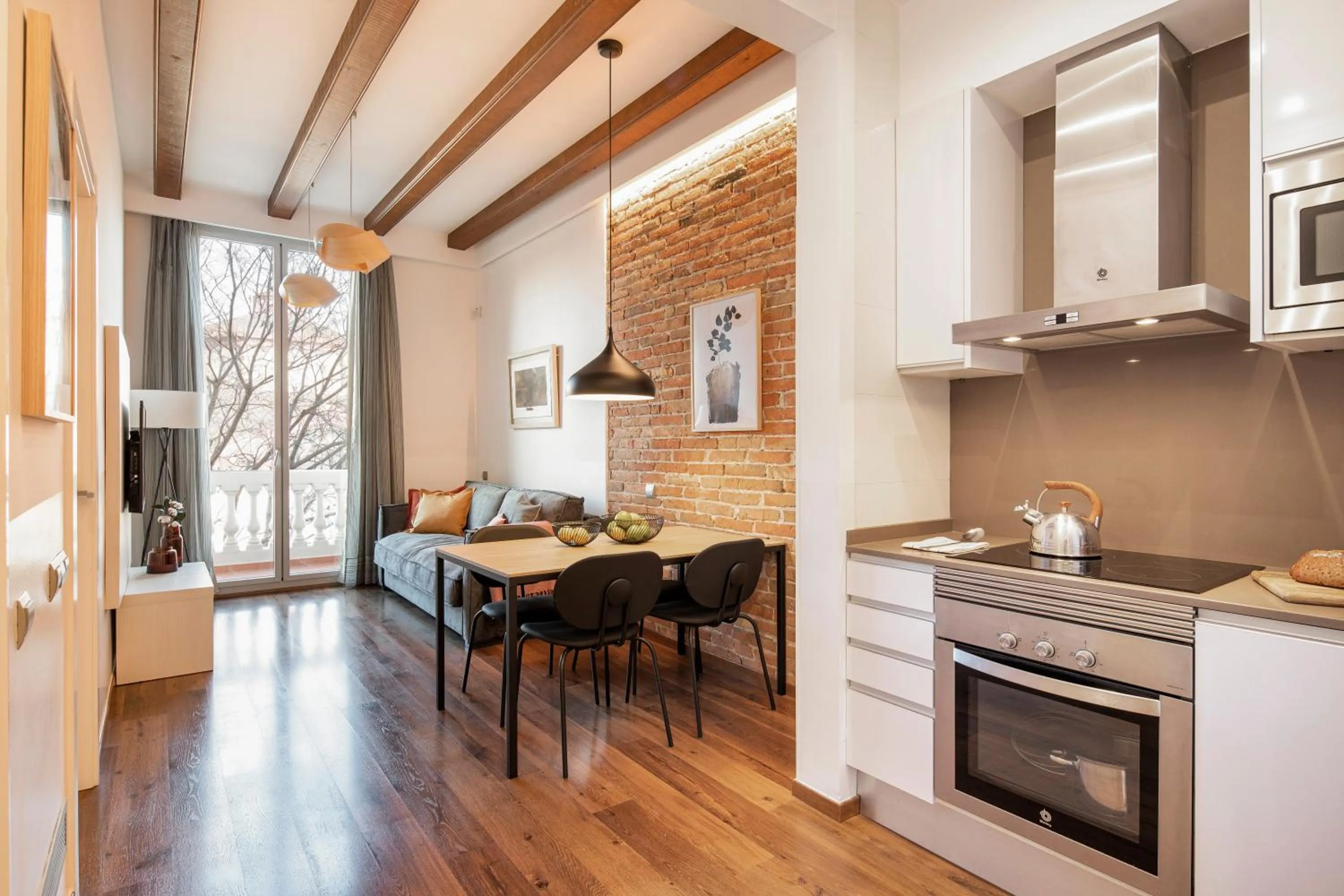 Living room in Aspasios Market Balconies Apartments