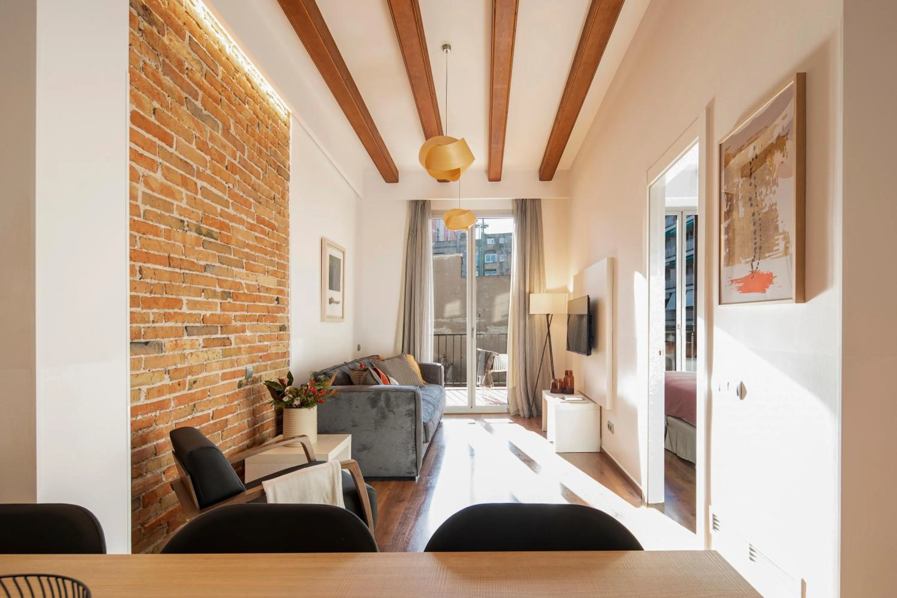 Living room in Aspasios Market Balconies Apartments