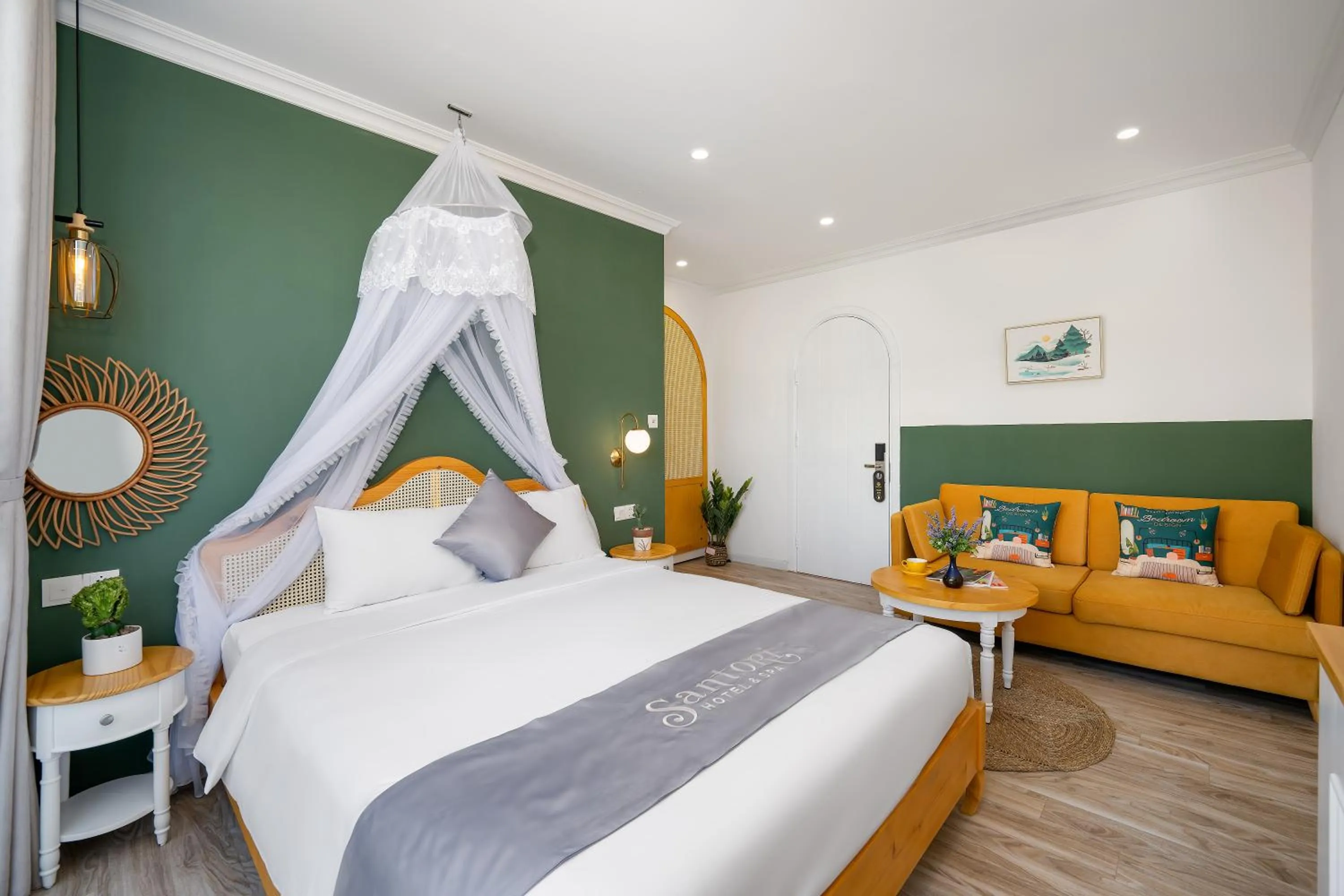 Bed in Santori Hotel And Spa