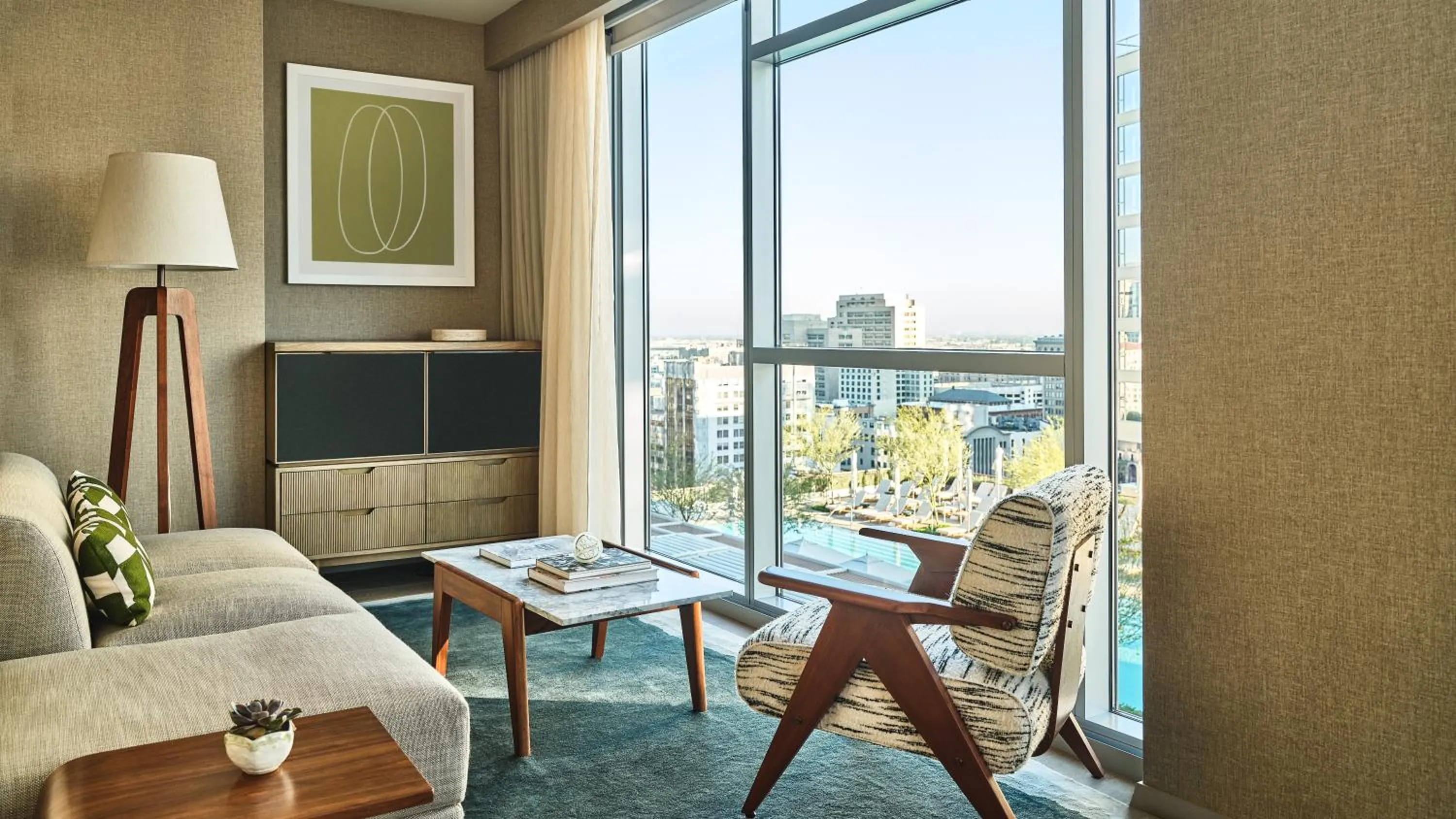 Living room in Conrad Los Angeles