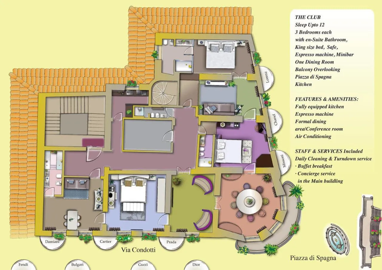 Floor plan in The Inn at the Spanish Steps Luxury Collection - The Inn at the Spanish Steps