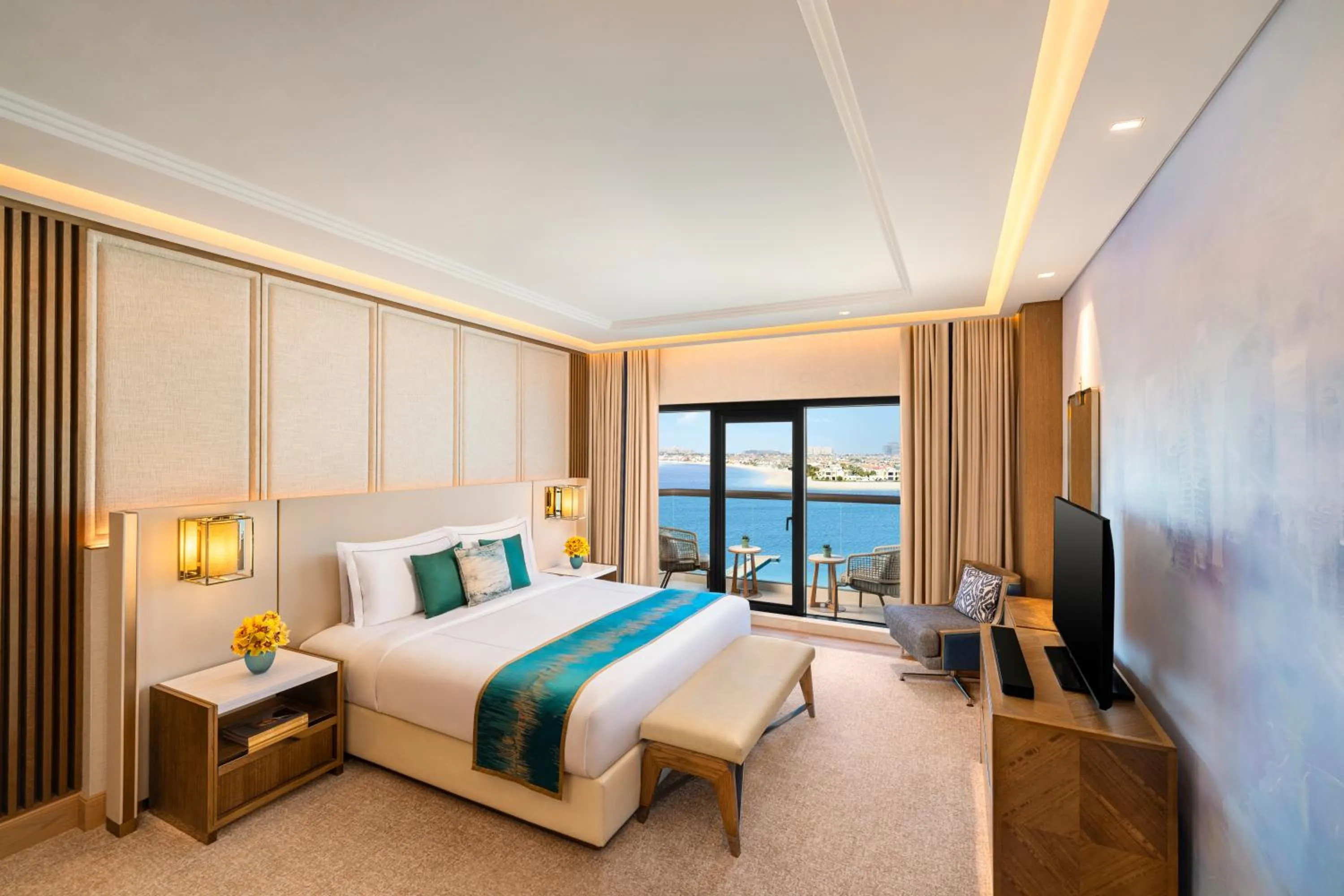 View (from property/room), Bed in Taj Exotica Resort & Spa, The Palm, Dubai