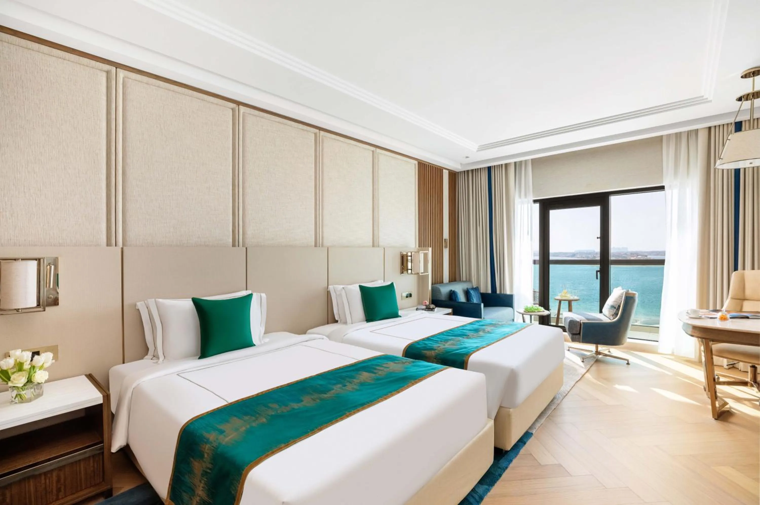 View (from property/room), Bed in Taj Exotica Resort & Spa, The Palm, Dubai