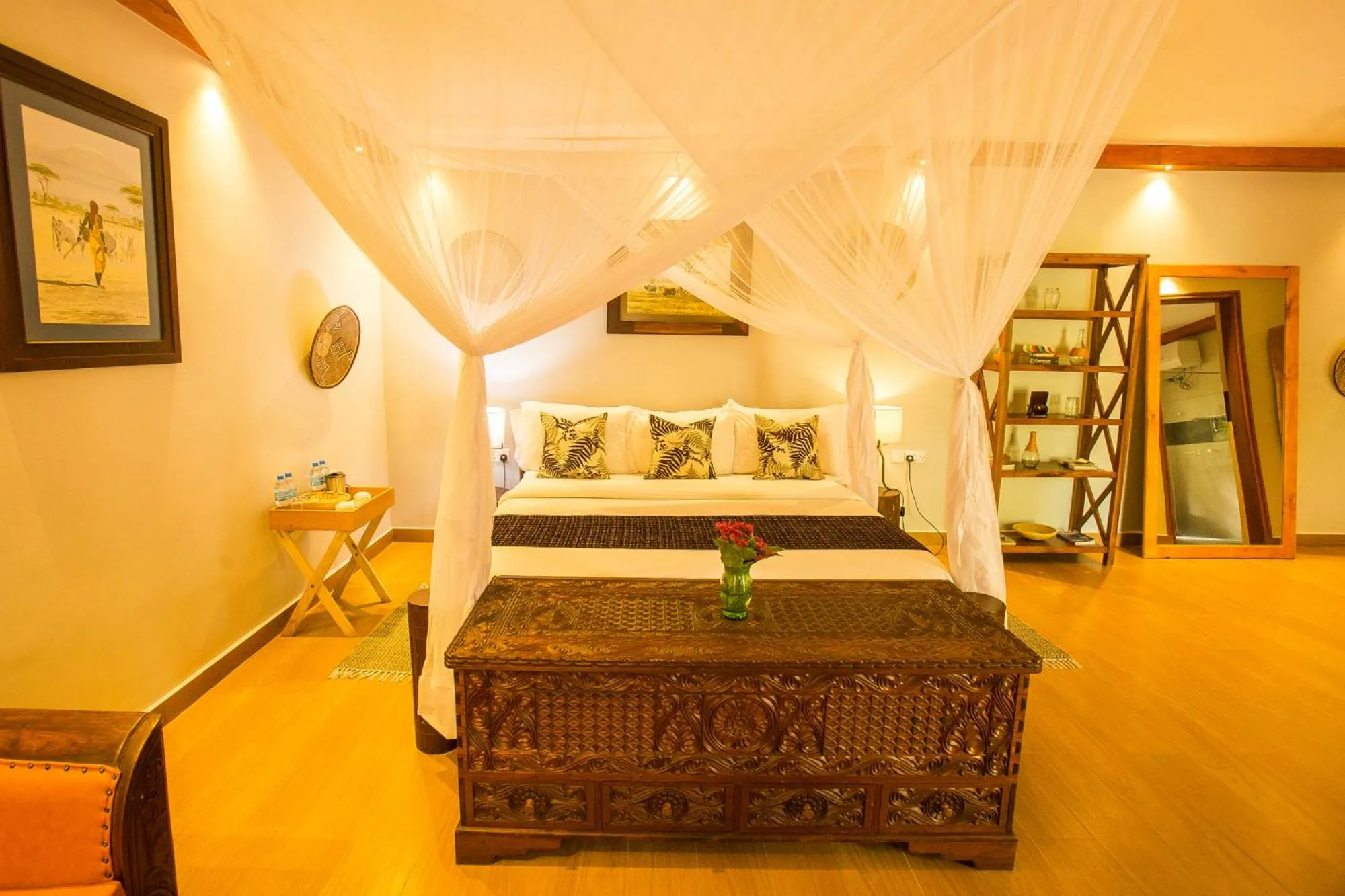 Bed in Amani Safari Lodge and Restaurant
