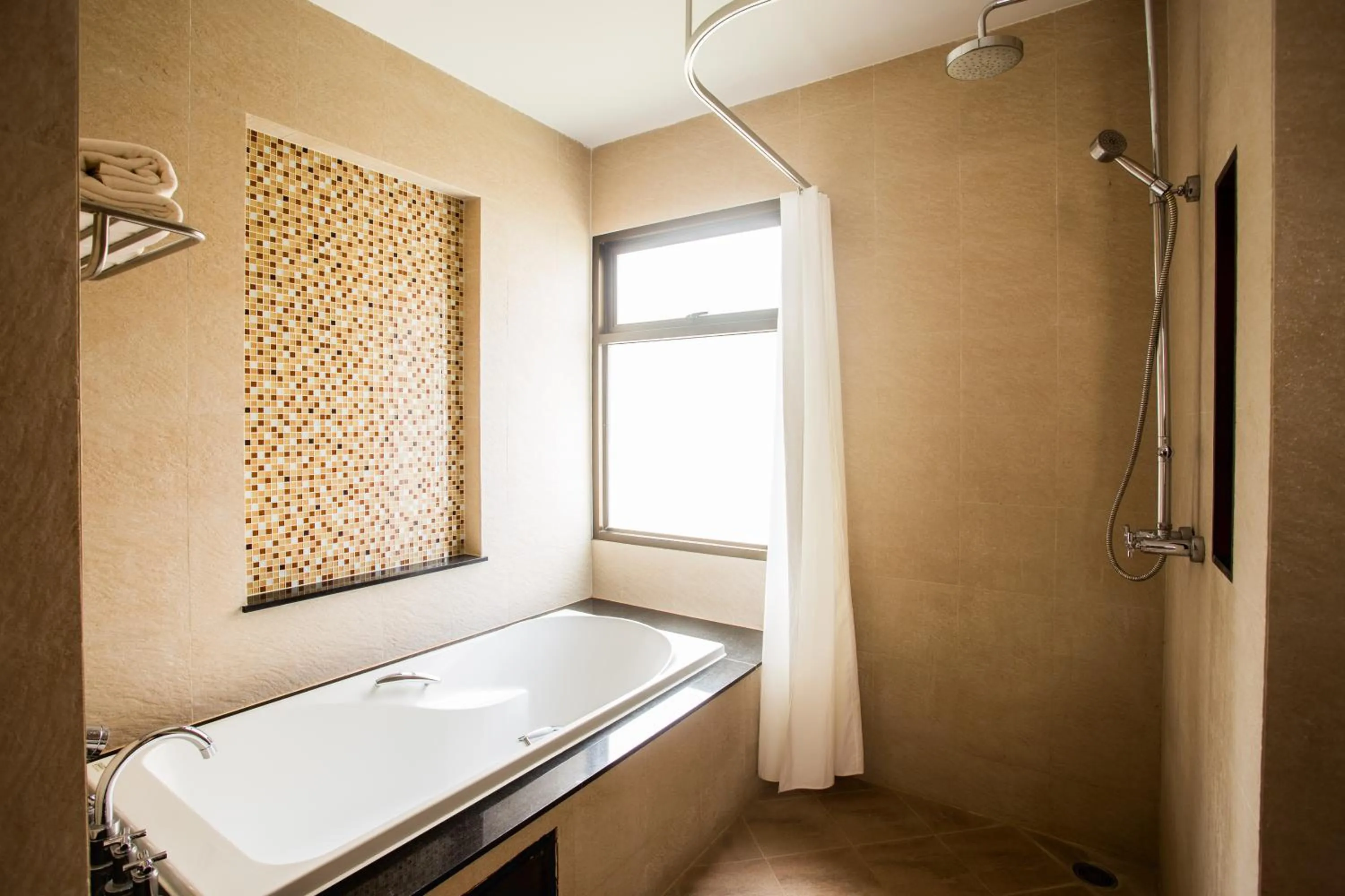 Bathroom, Bed in Golden Beach Resort