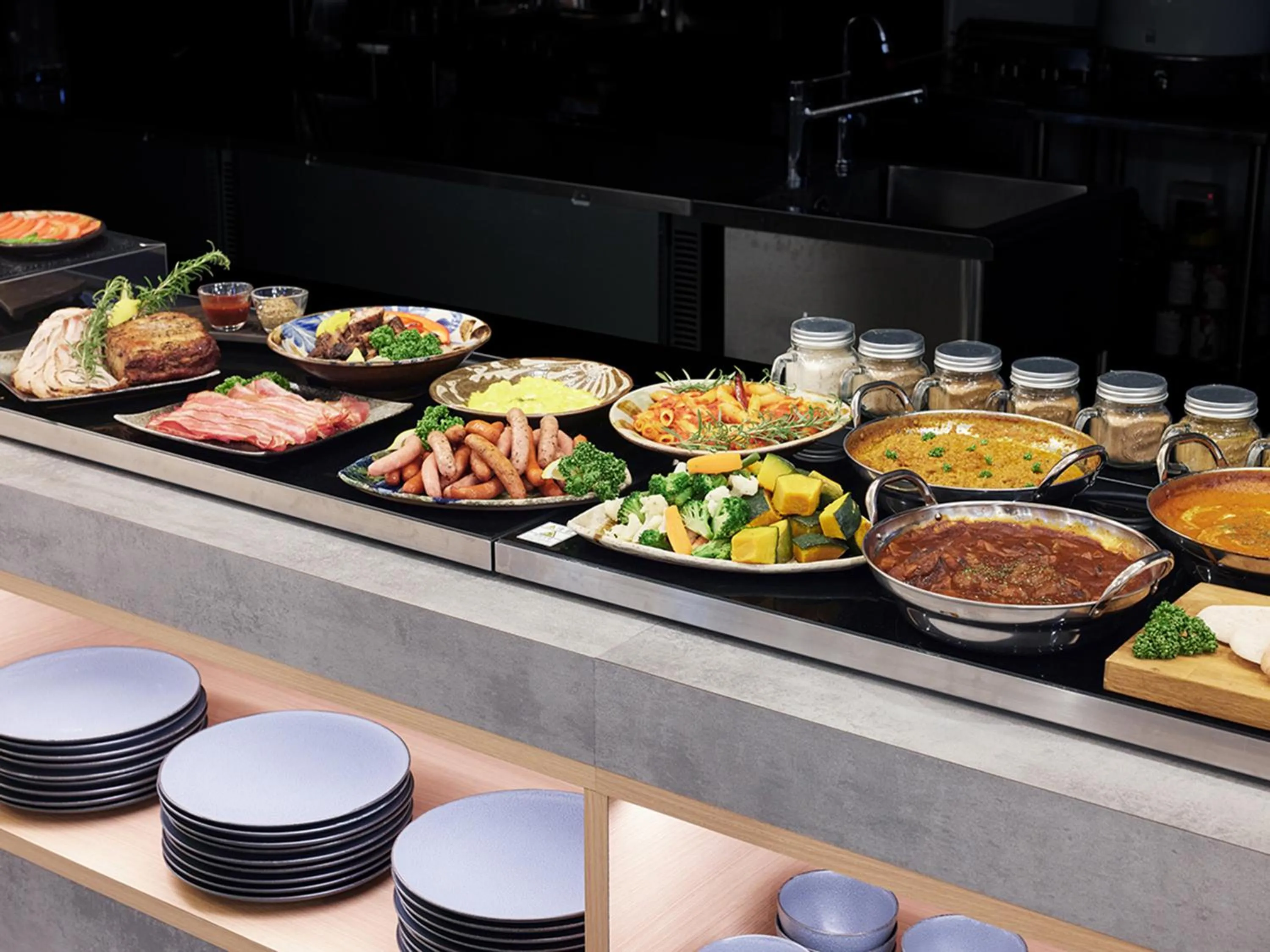 Buffet breakfast in hotel androoms Naha Port