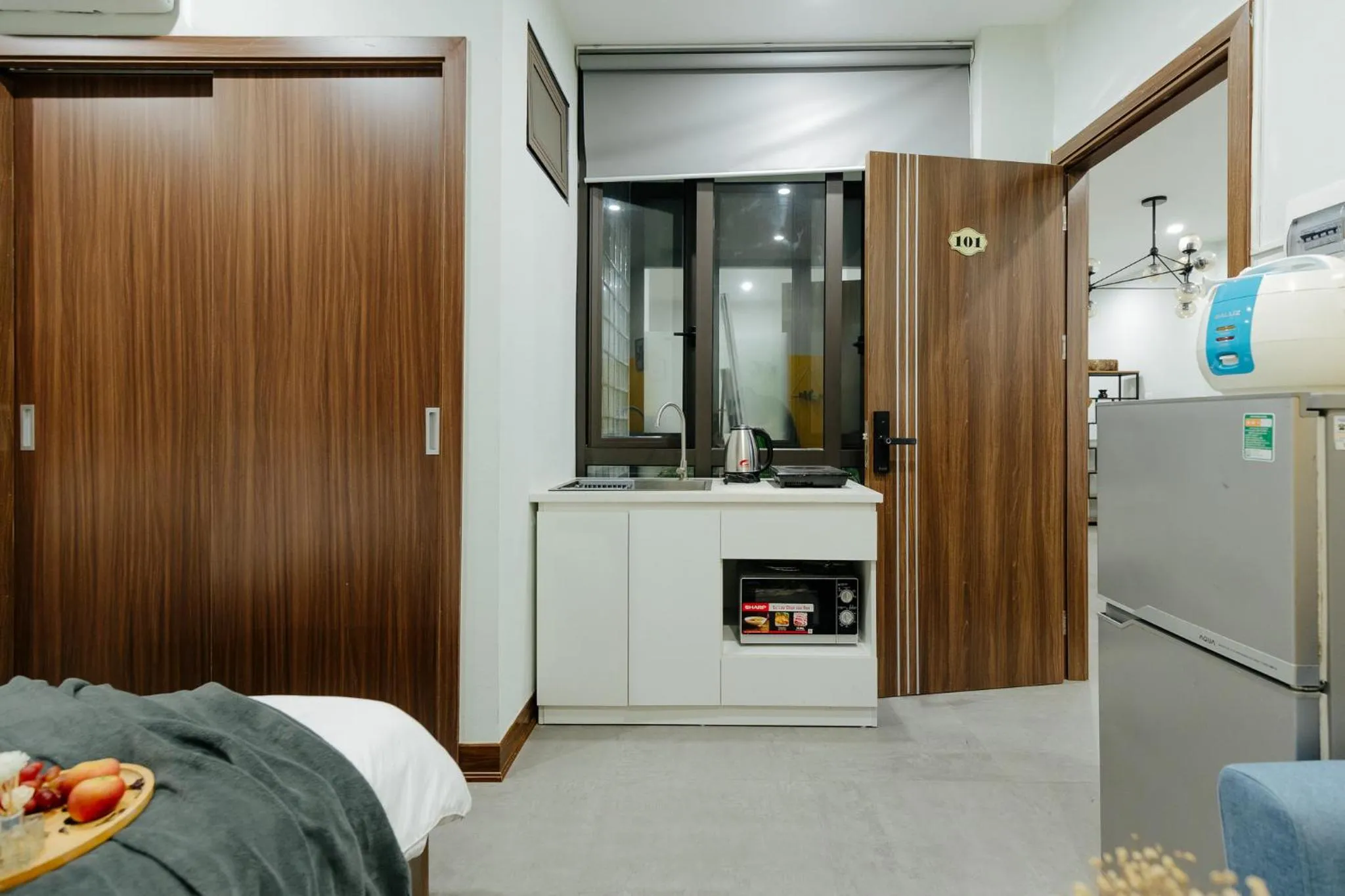 Kitchen or kitchenette, Bed in Sabi Home Tay Ho Hanoi