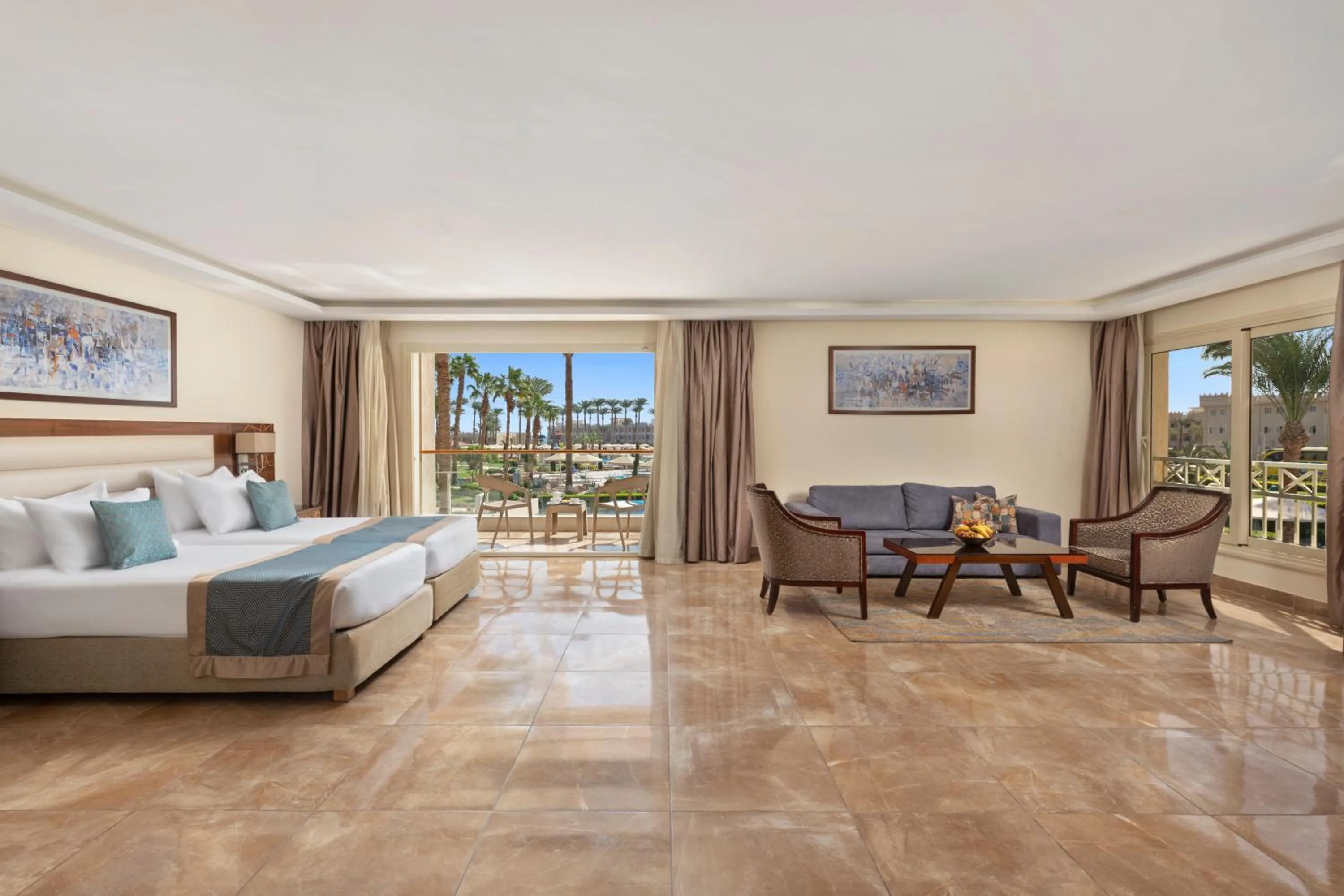 Seating area, Bed in Beach Albatros The Club - Aqua Park