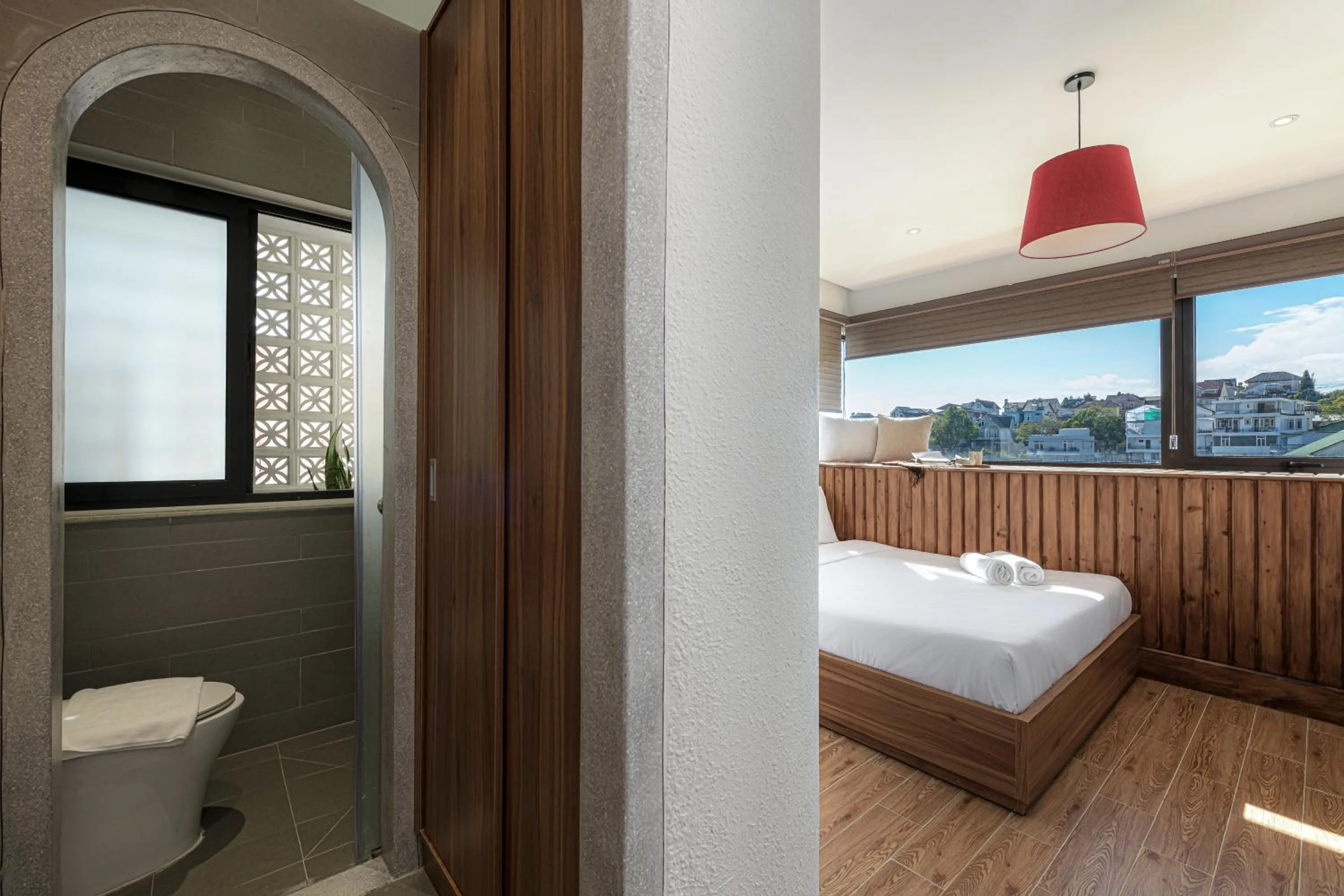 Bathroom, Bed in Thơm House