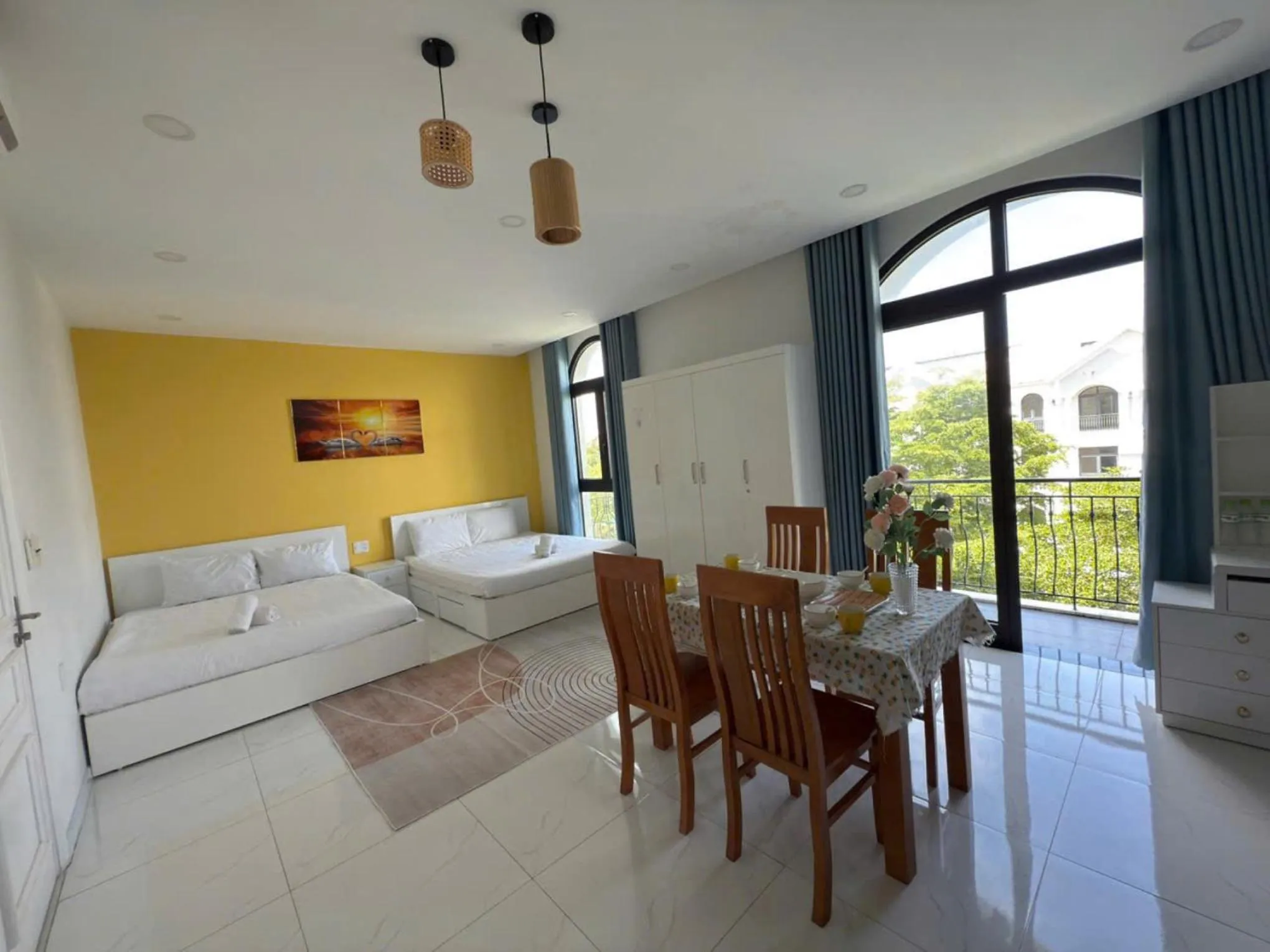 Balcony/Terrace, Bed in Ngân Hà Star Homestay - Grand World Phú Quốc