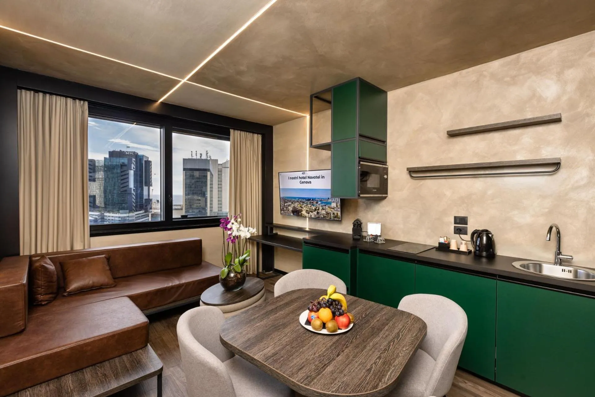 Seating area in Novotel Genova City