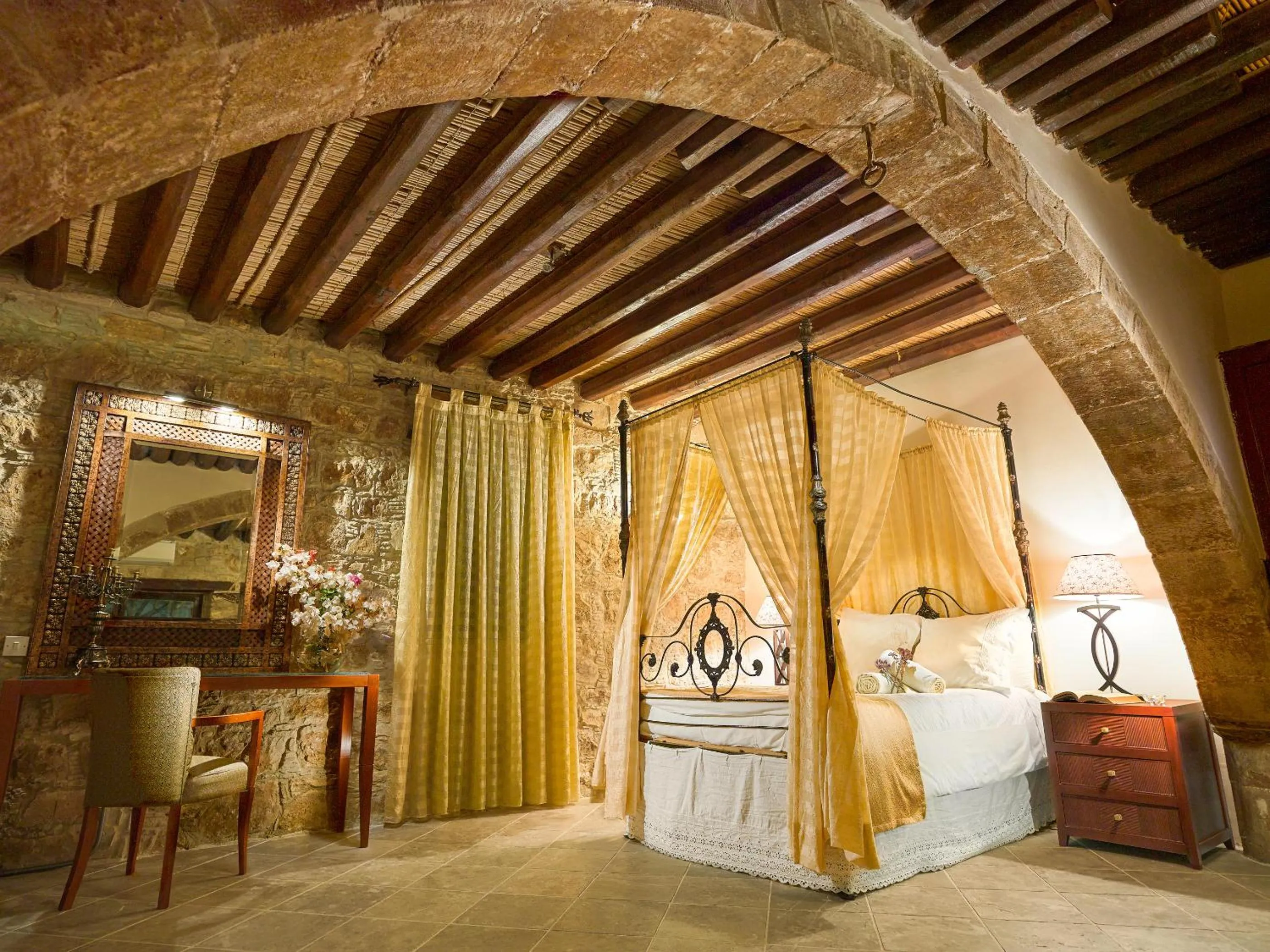 Bed in Oinoessa Traditional Boutique Guest Houses