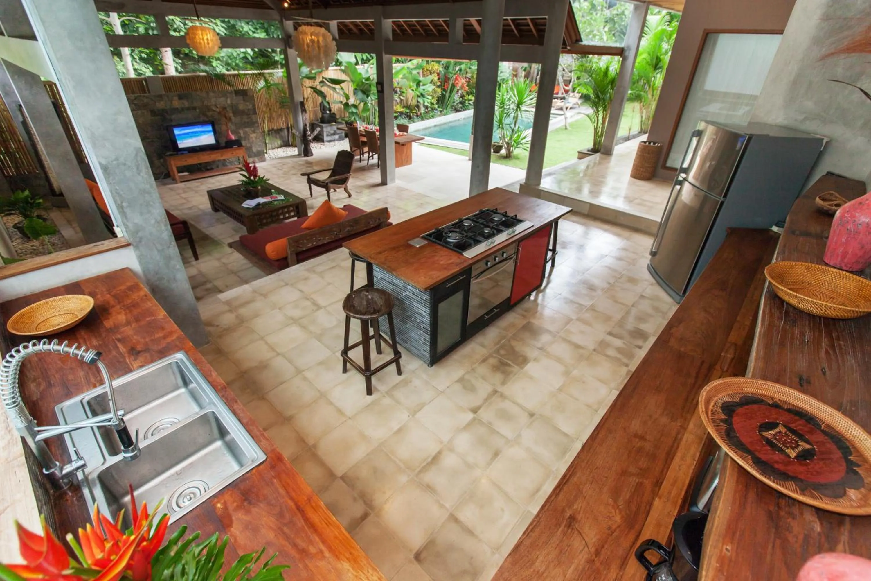 Kitchen or kitchenette in Villa Liang by Nagisa Bali