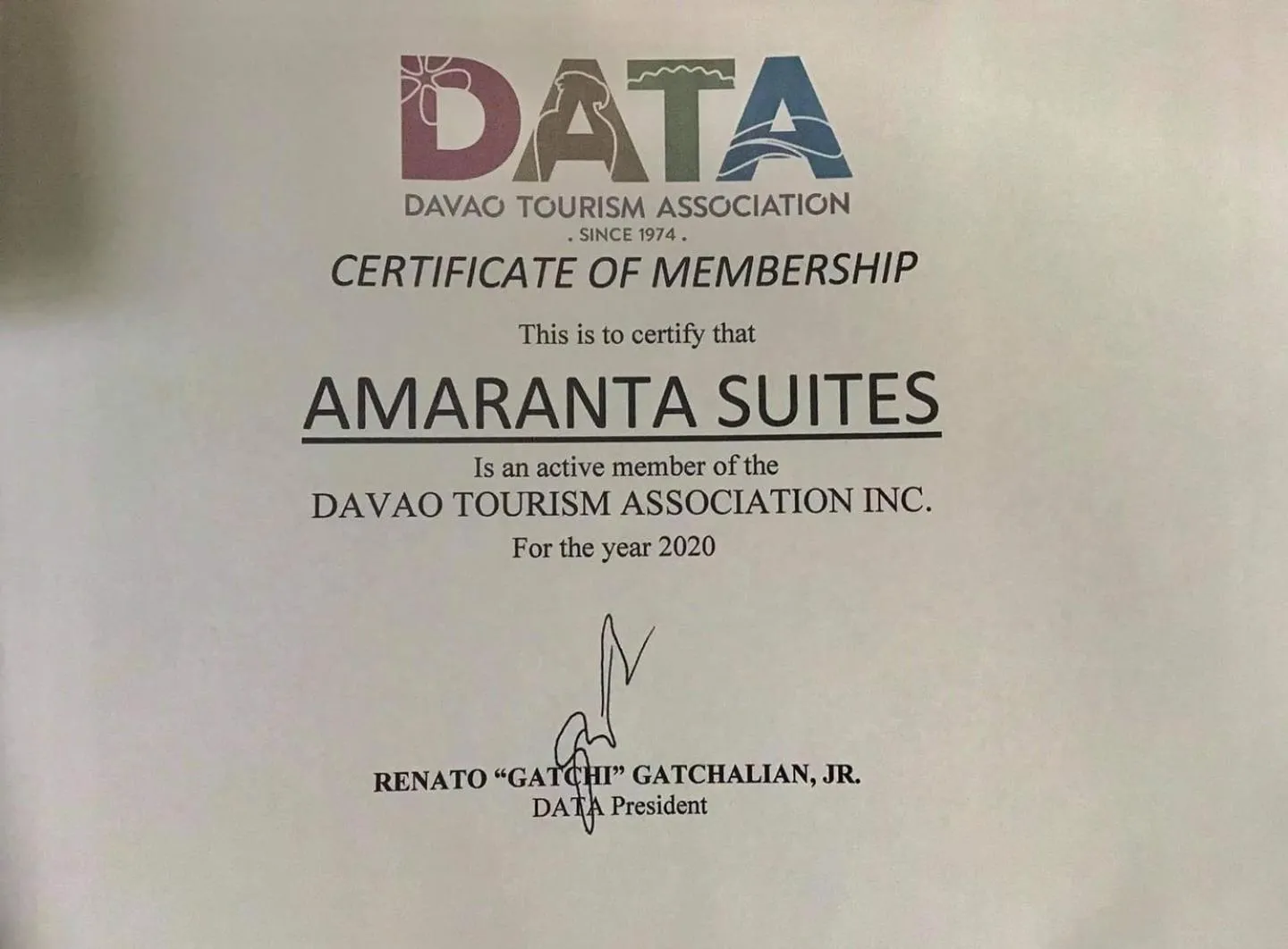 Certificate/Award in AMARANTA SUITES