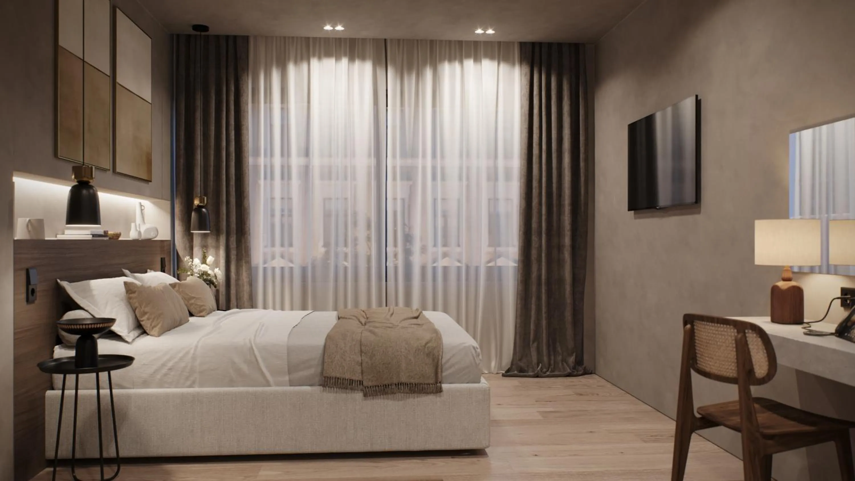 Bedroom, Bed in Athens Tower