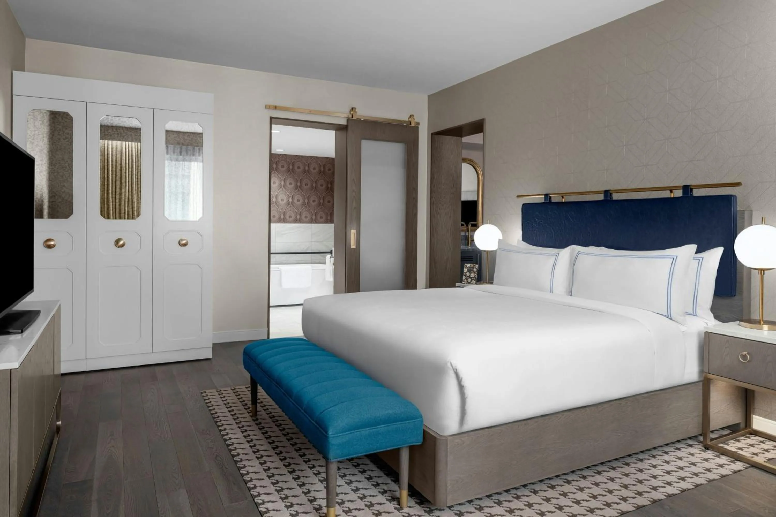 Photo of the whole room, Bed in The Dorian, Autograph Collection