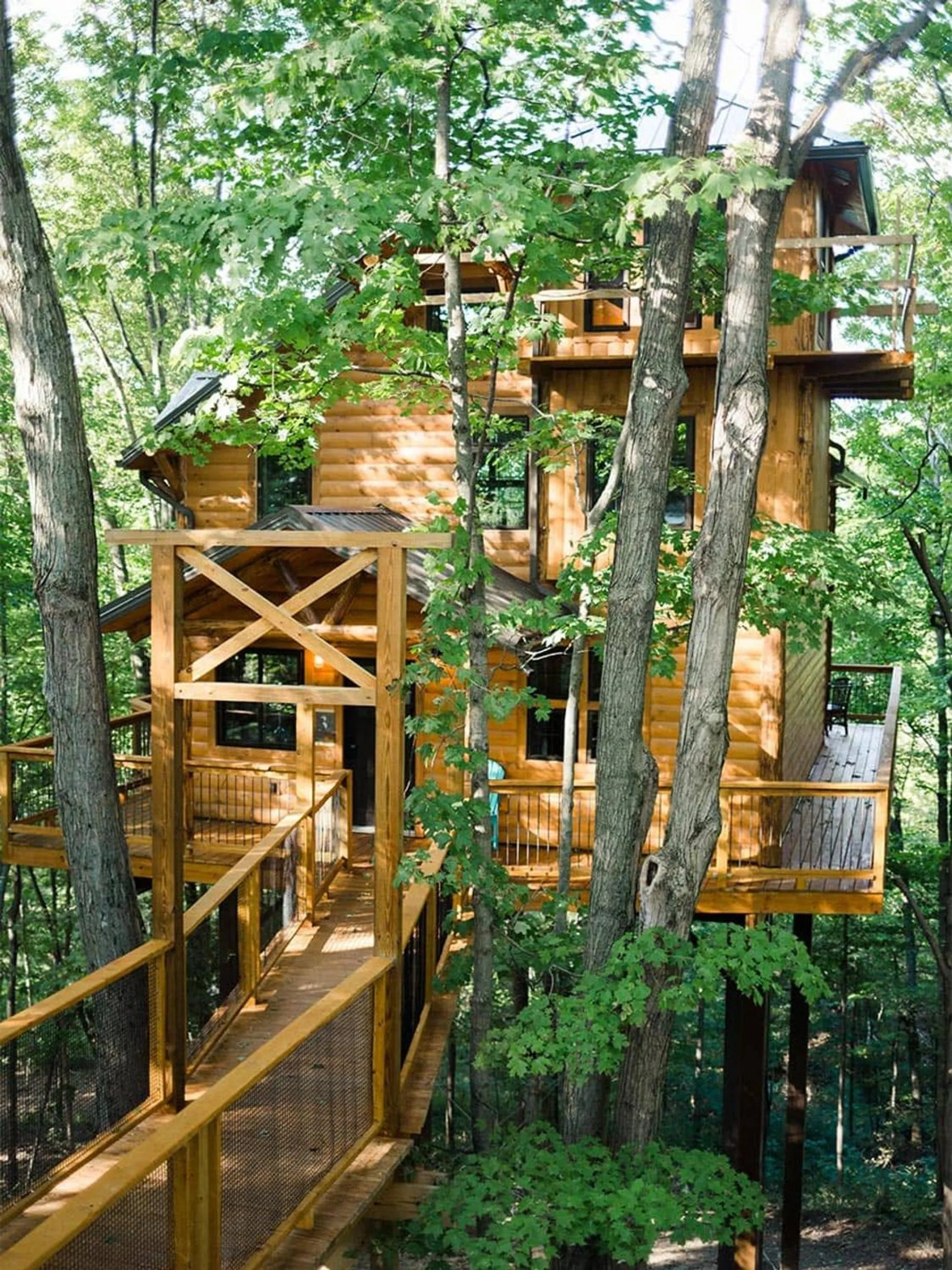 Patio in Treehouse #1 by Amish Country Lodging