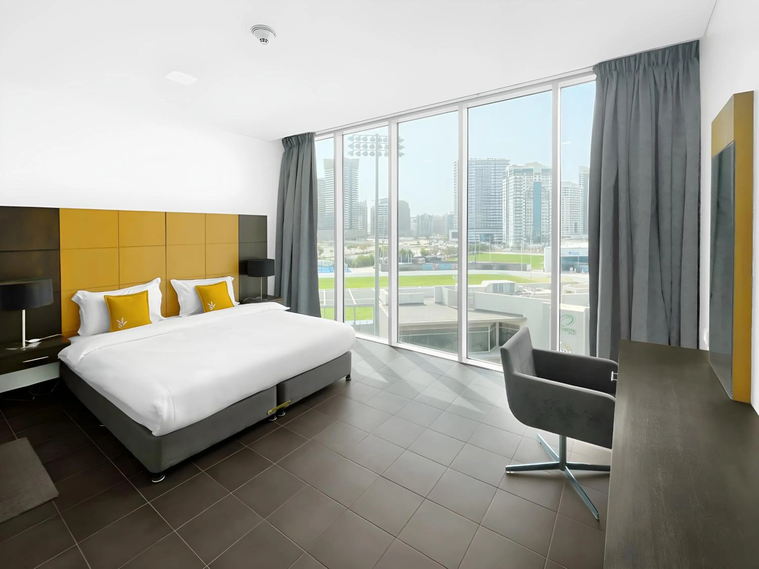 Bedroom, Bed in Emirates Sports Hotel, Dubai Sports City